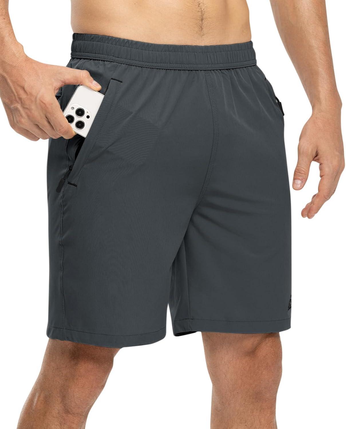 imageTBMPOY Mens 7quot Running Hiking Shorts Quick Dry Athletic Gym Outdoor Sports Workout Short 3 Zipper PocketsA3cool Gray