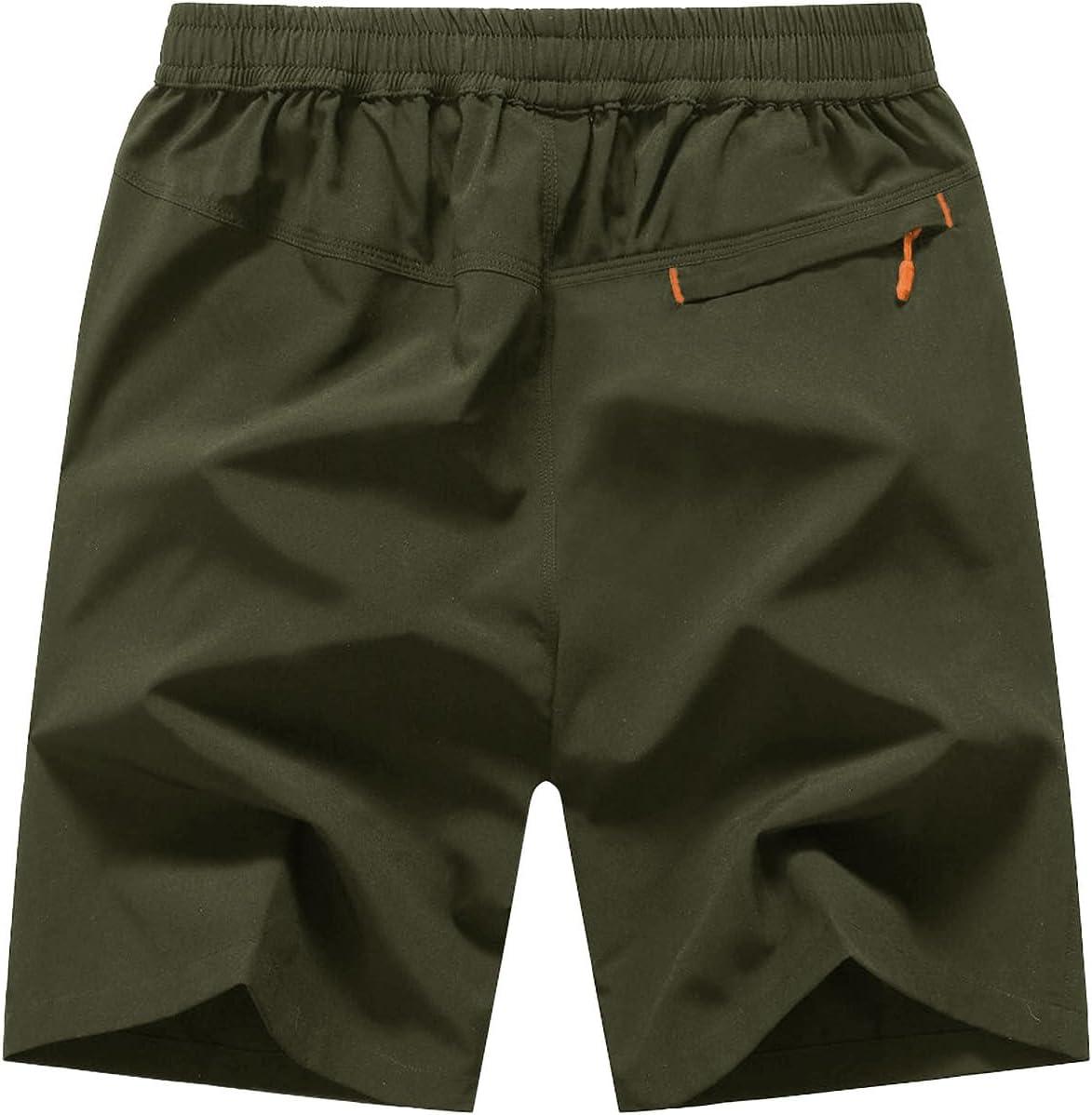 imageTBMPOY Mens 7quot Running Hiking Shorts Quick Dry Athletic Gym Outdoor Sports Workout Short 3 Zipper PocketsA4armygreen