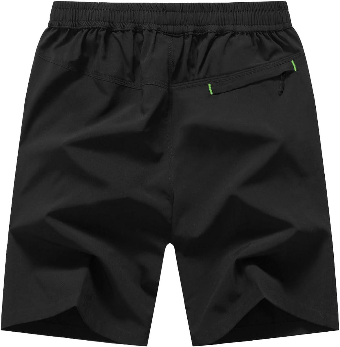 imageTBMPOY Mens 7quot Running Hiking Shorts Quick Dry Athletic Gym Outdoor Sports Workout Short 3 Zipper PocketsA6blackGreen