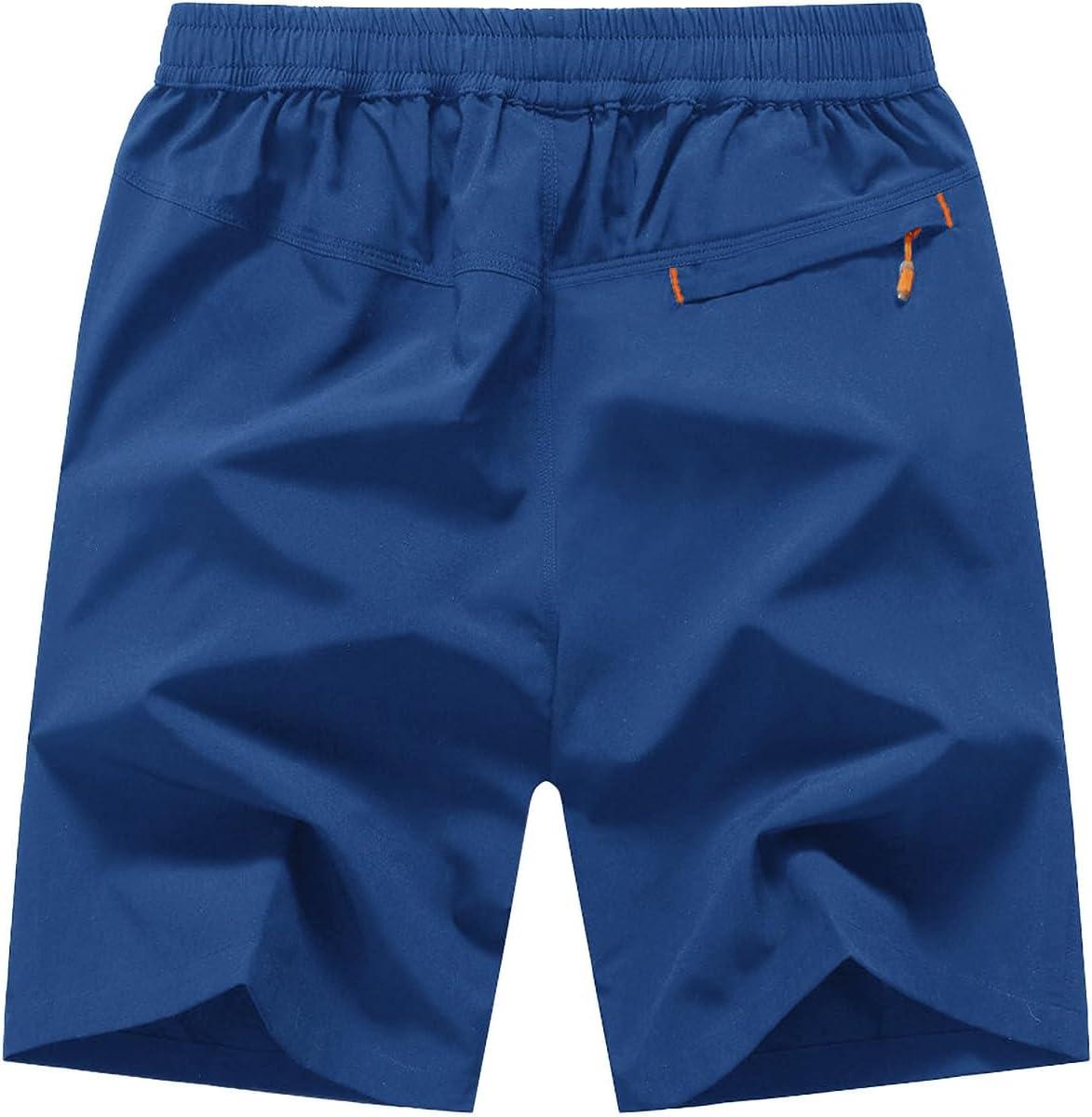 imageTBMPOY Mens 7quot Running Hiking Shorts Quick Dry Athletic Gym Outdoor Sports Workout Short 3 Zipper PocketsA8royal Blue