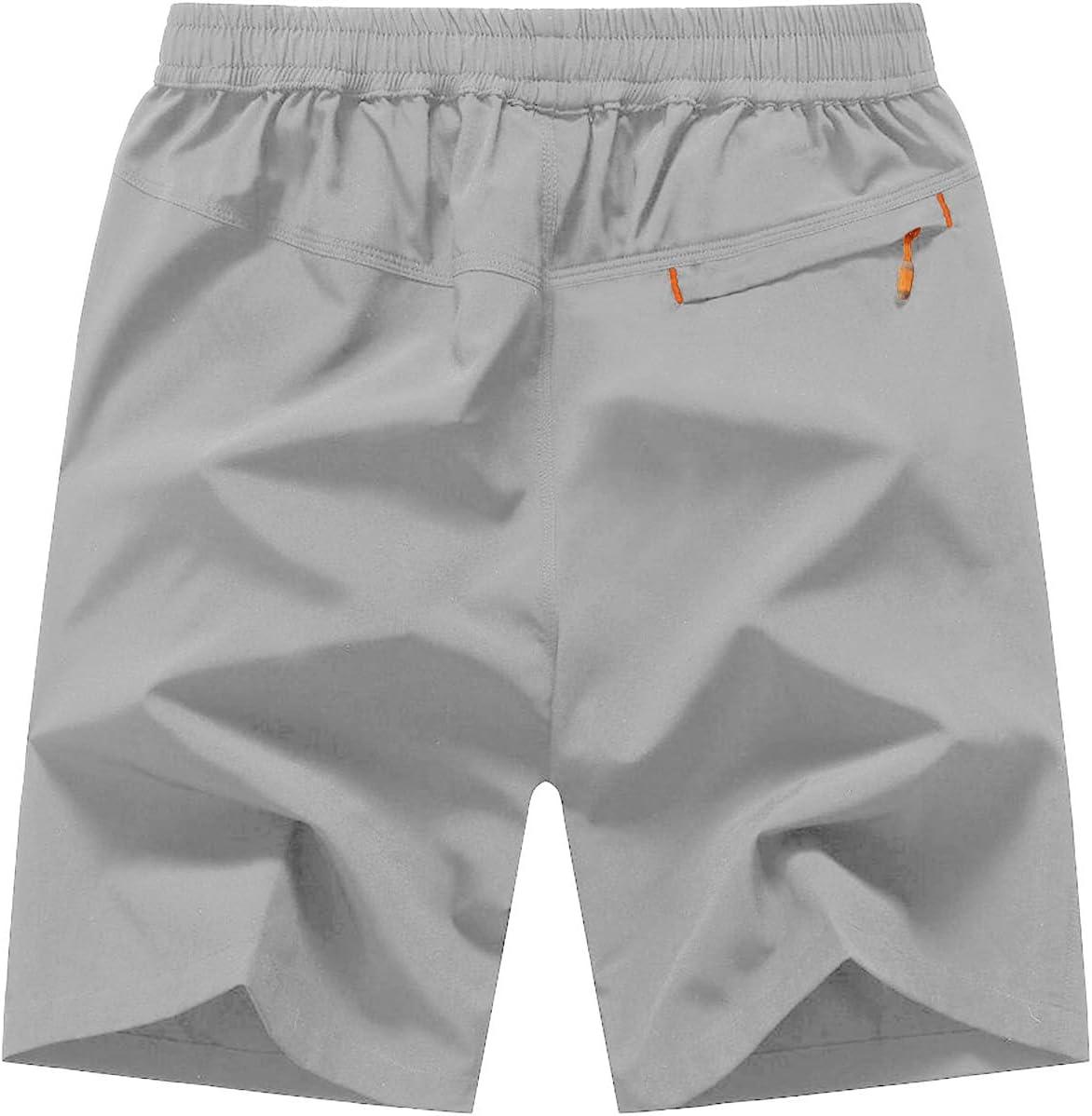 imageTBMPOY Mens 7quot Running Hiking Shorts Quick Dry Athletic Gym Outdoor Sports Workout Short 3 Zipper PocketsA9light Gray