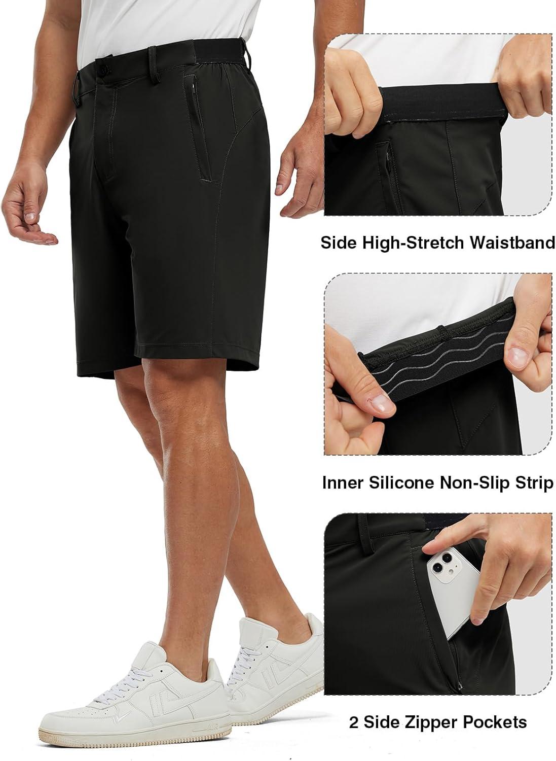 imageTBMPOY Mens 9quot Golf Shorts Quick Dry Casual Shorts Dress Shorts Flat Front Stretch Lightweight for Work Business TravelB1black