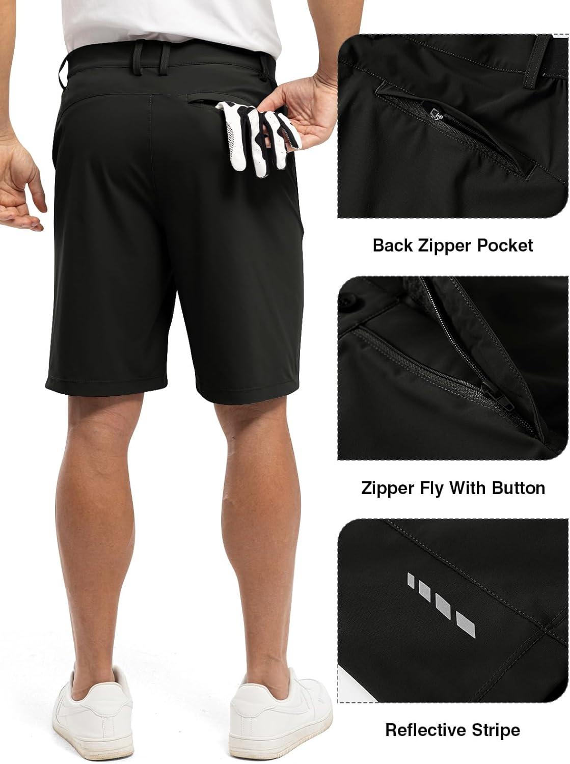 imageTBMPOY Mens 9quot Golf Shorts Quick Dry Casual Shorts Dress Shorts Flat Front Stretch Lightweight for Work Business TravelB1black