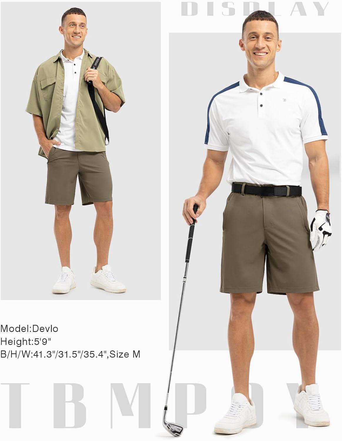 imageTBMPOY Mens 9quot Golf Shorts Quick Dry Casual Shorts Dress Shorts Flat Front Stretch Lightweight for Work Business TravelB1brown