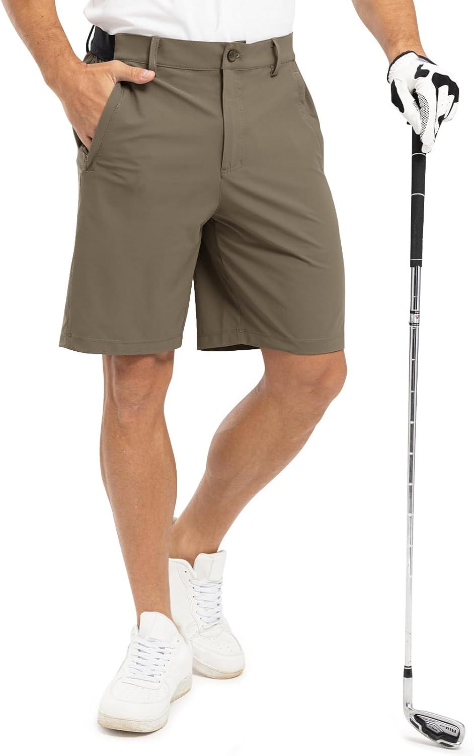 imageTBMPOY Mens 9quot Golf Shorts Quick Dry Casual Shorts Dress Shorts Flat Front Stretch Lightweight for Work Business TravelB1brown