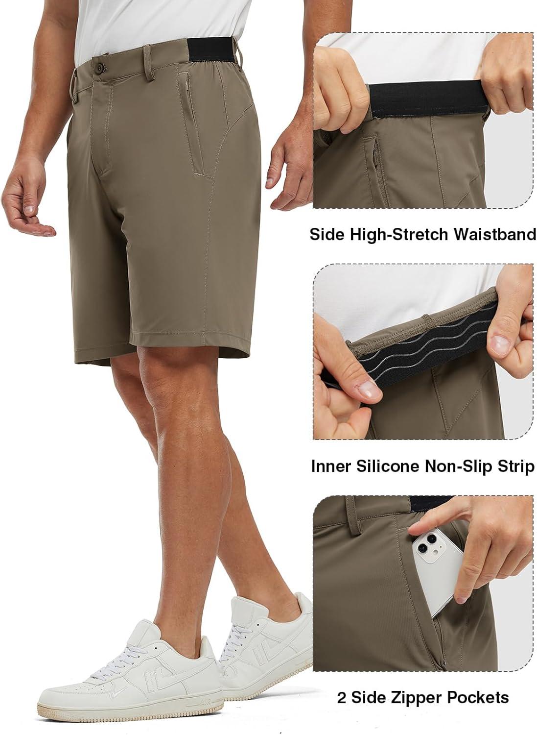 imageTBMPOY Mens 9quot Golf Shorts Quick Dry Casual Shorts Dress Shorts Flat Front Stretch Lightweight for Work Business TravelB1brown
