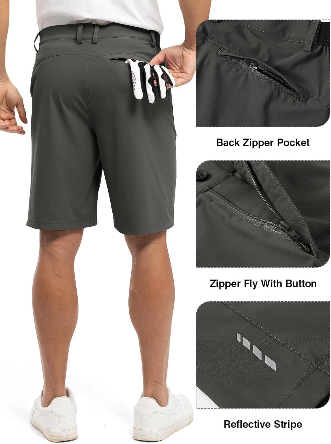 imageTBMPOY Mens 9quot Golf Shorts Quick Dry Casual Shorts Dress Shorts Flat Front Stretch Lightweight for Work Business TravelB1dark Grey