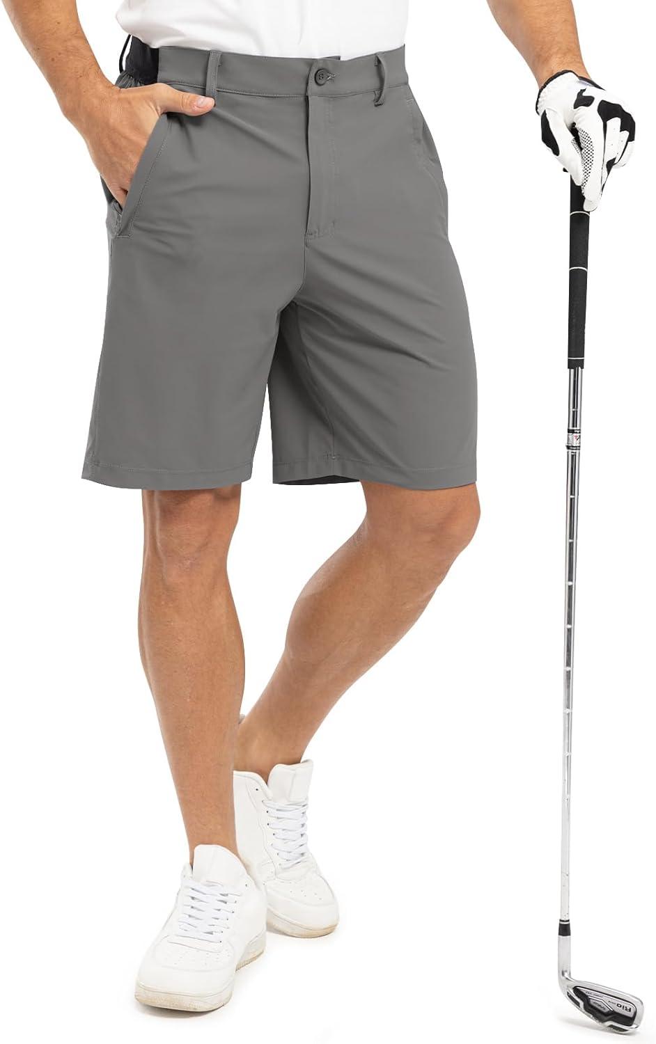 imageTBMPOY Mens 9quot Golf Shorts Quick Dry Casual Shorts Dress Shorts Flat Front Stretch Lightweight for Work Business TravelB1grey
