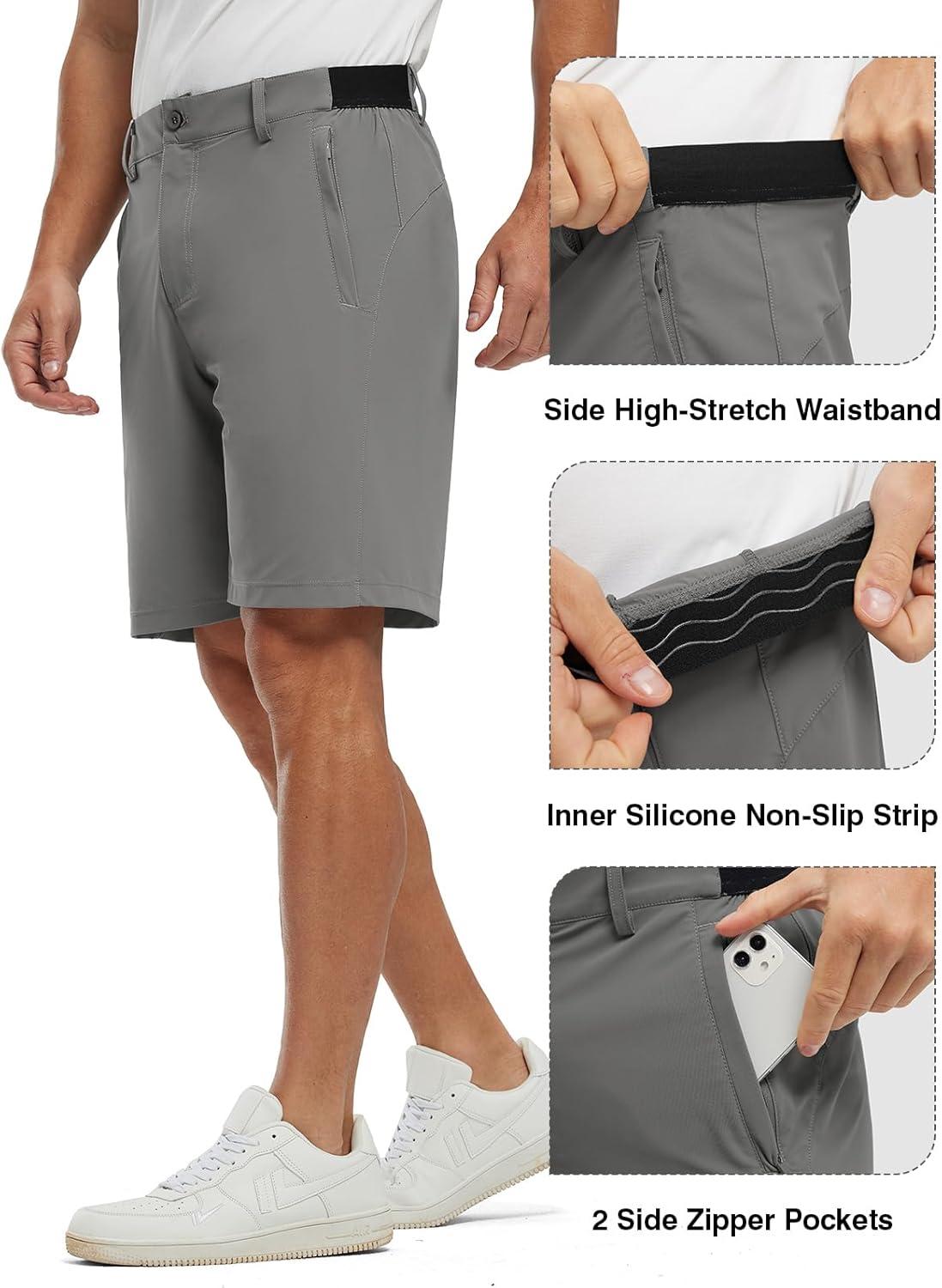 imageTBMPOY Mens 9quot Golf Shorts Quick Dry Casual Shorts Dress Shorts Flat Front Stretch Lightweight for Work Business TravelB1grey