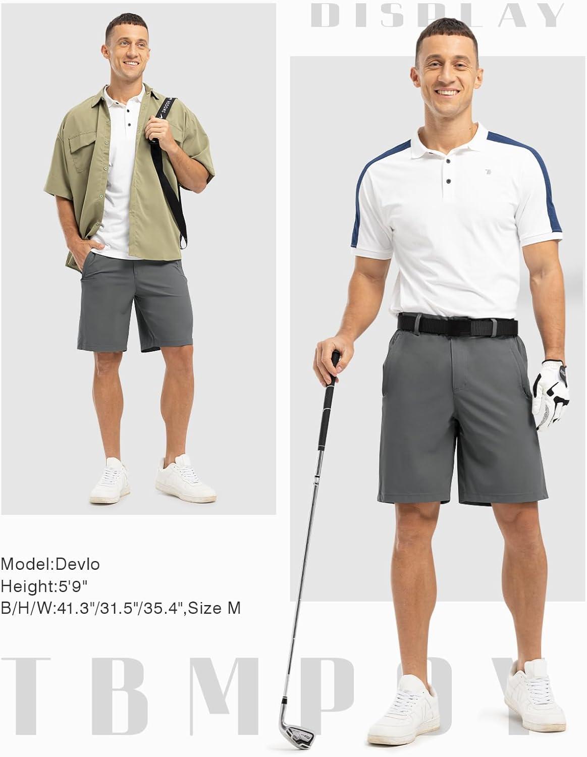 imageTBMPOY Mens 9quot Golf Shorts Quick Dry Casual Shorts Dress Shorts Flat Front Stretch Lightweight for Work Business TravelB1grey