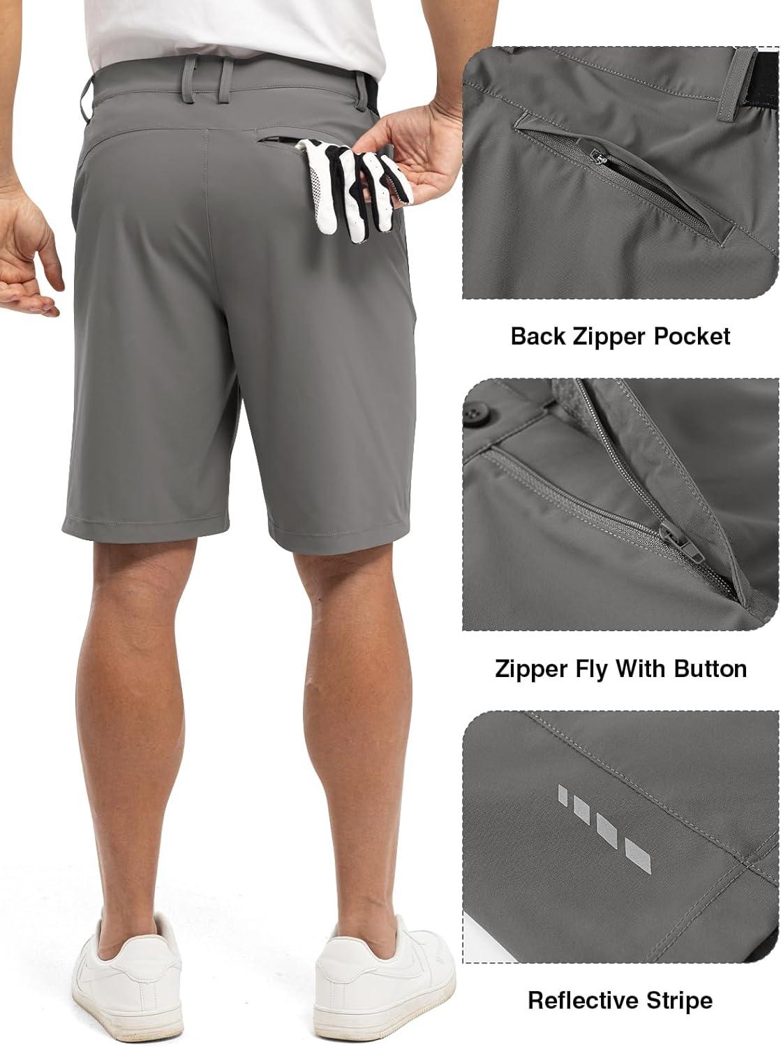 imageTBMPOY Mens 9quot Golf Shorts Quick Dry Casual Shorts Dress Shorts Flat Front Stretch Lightweight for Work Business TravelB1grey
