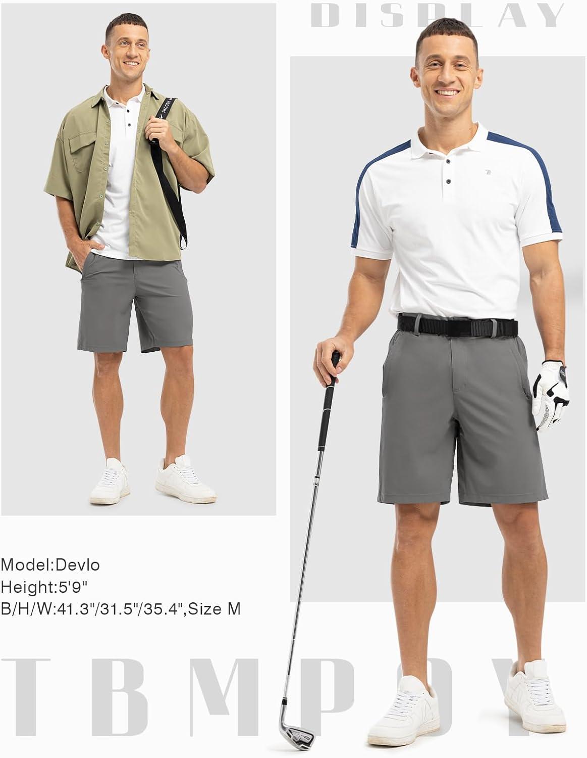 imageTBMPOY Mens 9quot Golf Shorts Quick Dry Casual Shorts Dress Shorts Flat Front Stretch Lightweight for Work Business TravelB1grey