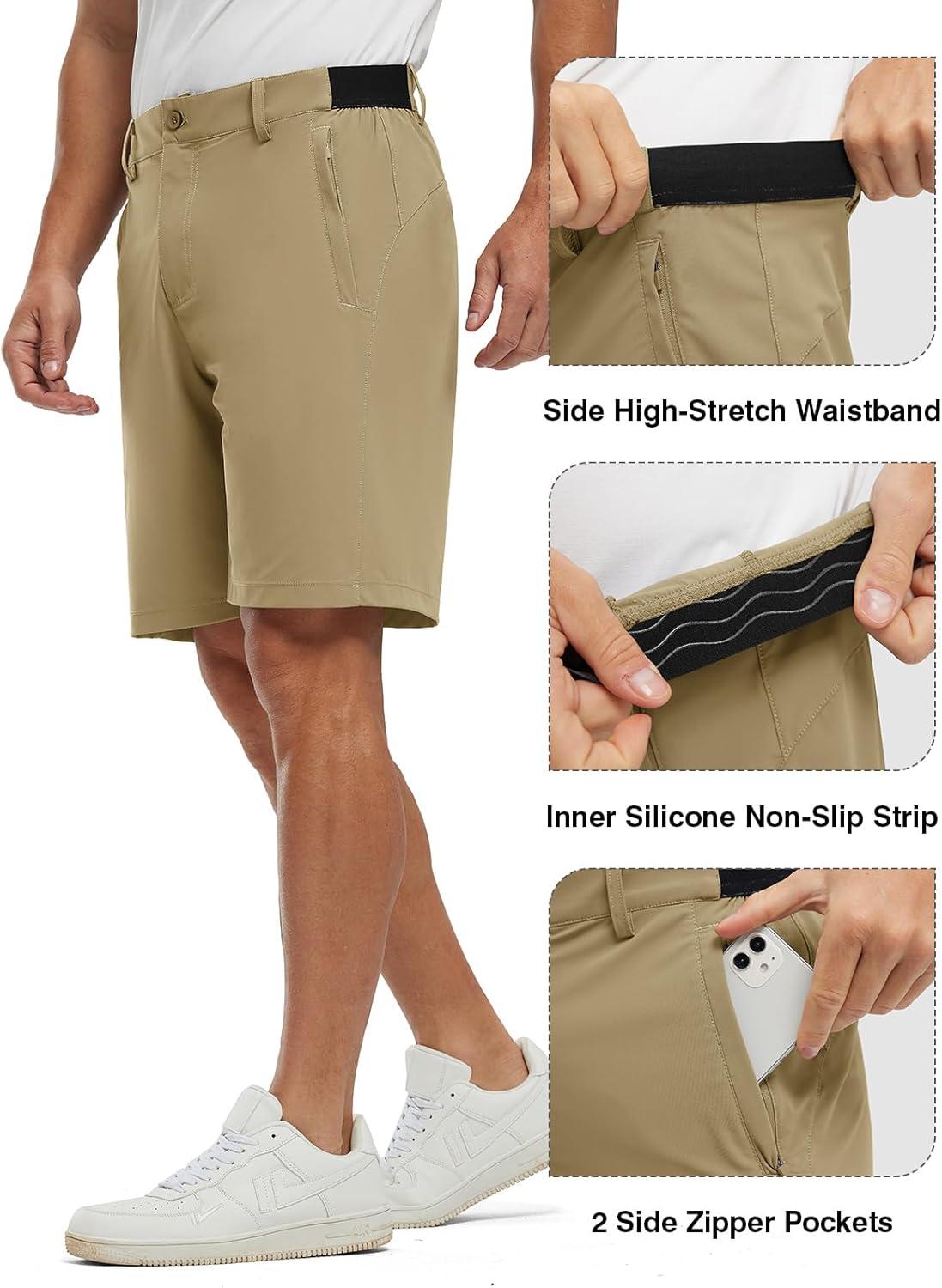 imageTBMPOY Mens 9quot Golf Shorts Quick Dry Casual Shorts Dress Shorts Flat Front Stretch Lightweight for Work Business TravelB1khaki
