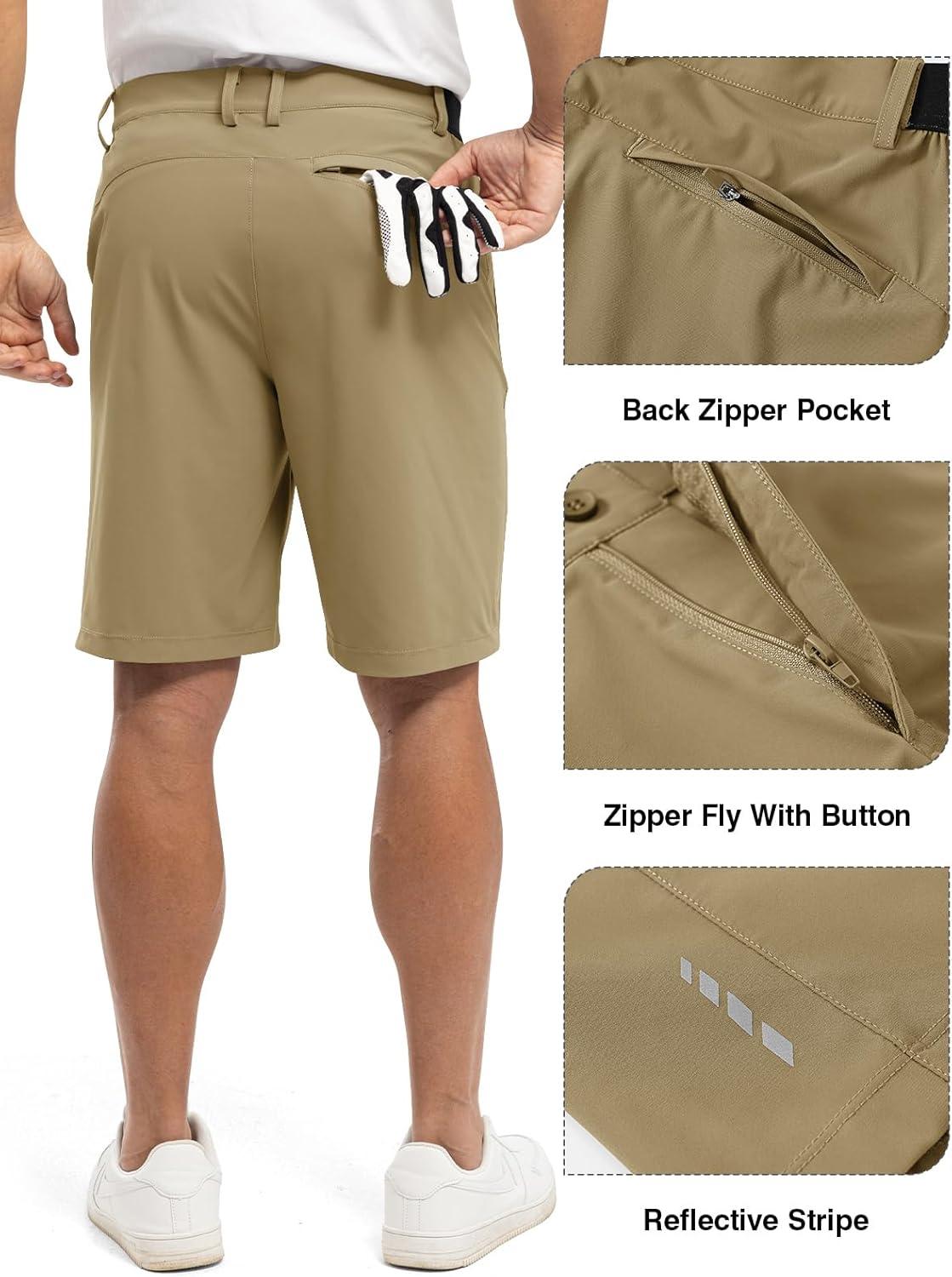 imageTBMPOY Mens 9quot Golf Shorts Quick Dry Casual Shorts Dress Shorts Flat Front Stretch Lightweight for Work Business TravelB1khaki