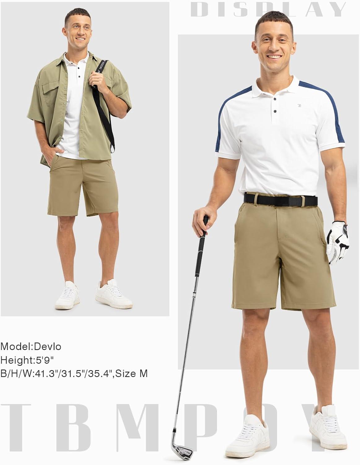 imageTBMPOY Mens 9quot Golf Shorts Quick Dry Casual Shorts Dress Shorts Flat Front Stretch Lightweight for Work Business TravelB1khaki