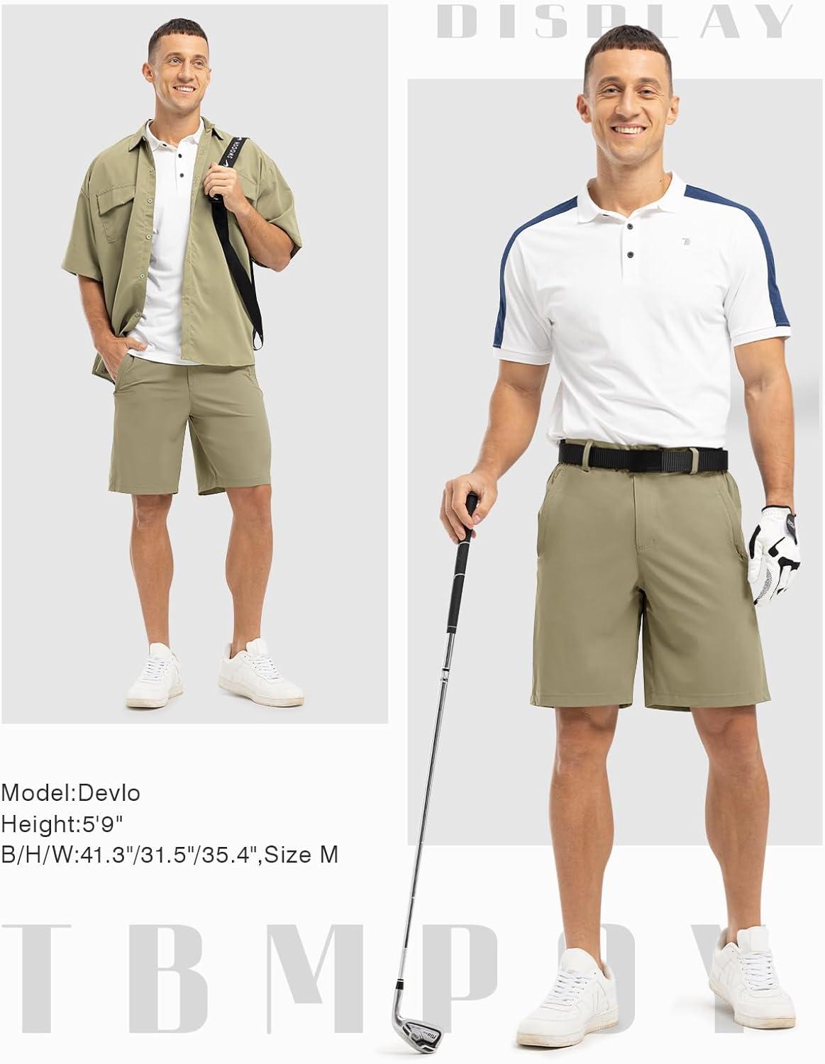 imageTBMPOY Mens 9quot Golf Shorts Quick Dry Casual Shorts Dress Shorts Flat Front Stretch Lightweight for Work Business TravelB1khaki