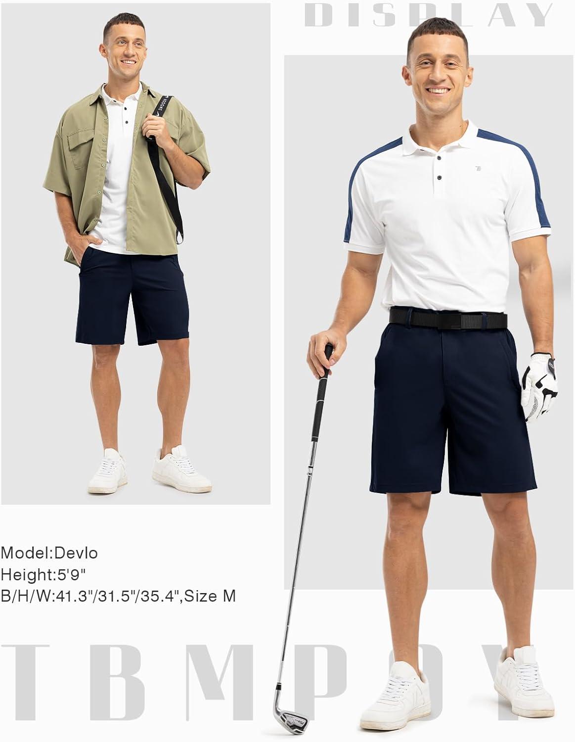 imageTBMPOY Mens 9quot Golf Shorts Quick Dry Casual Shorts Dress Shorts Flat Front Stretch Lightweight for Work Business TravelB1navy