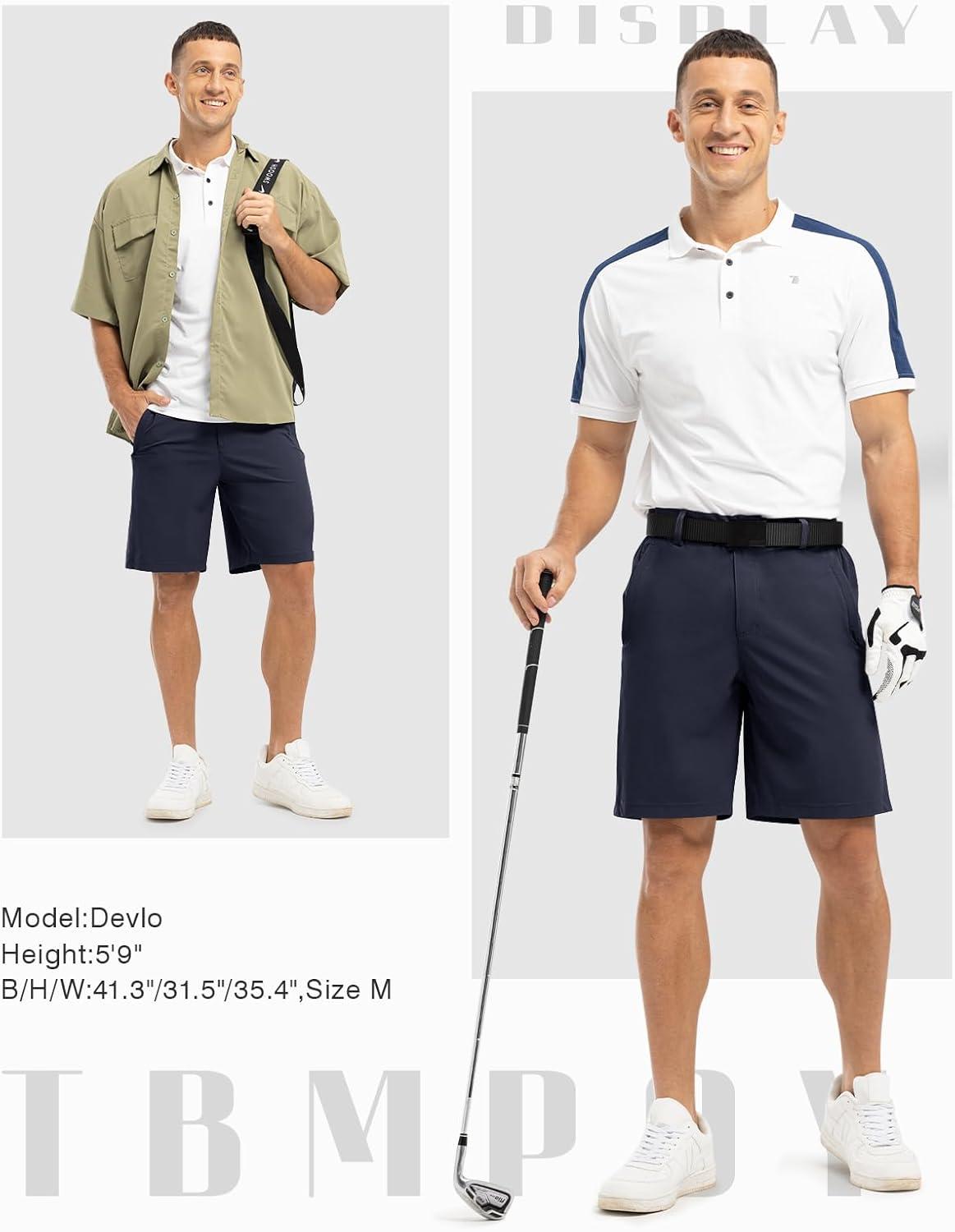 imageTBMPOY Mens 9quot Golf Shorts Quick Dry Casual Shorts Dress Shorts Flat Front Stretch Lightweight for Work Business TravelB1navy