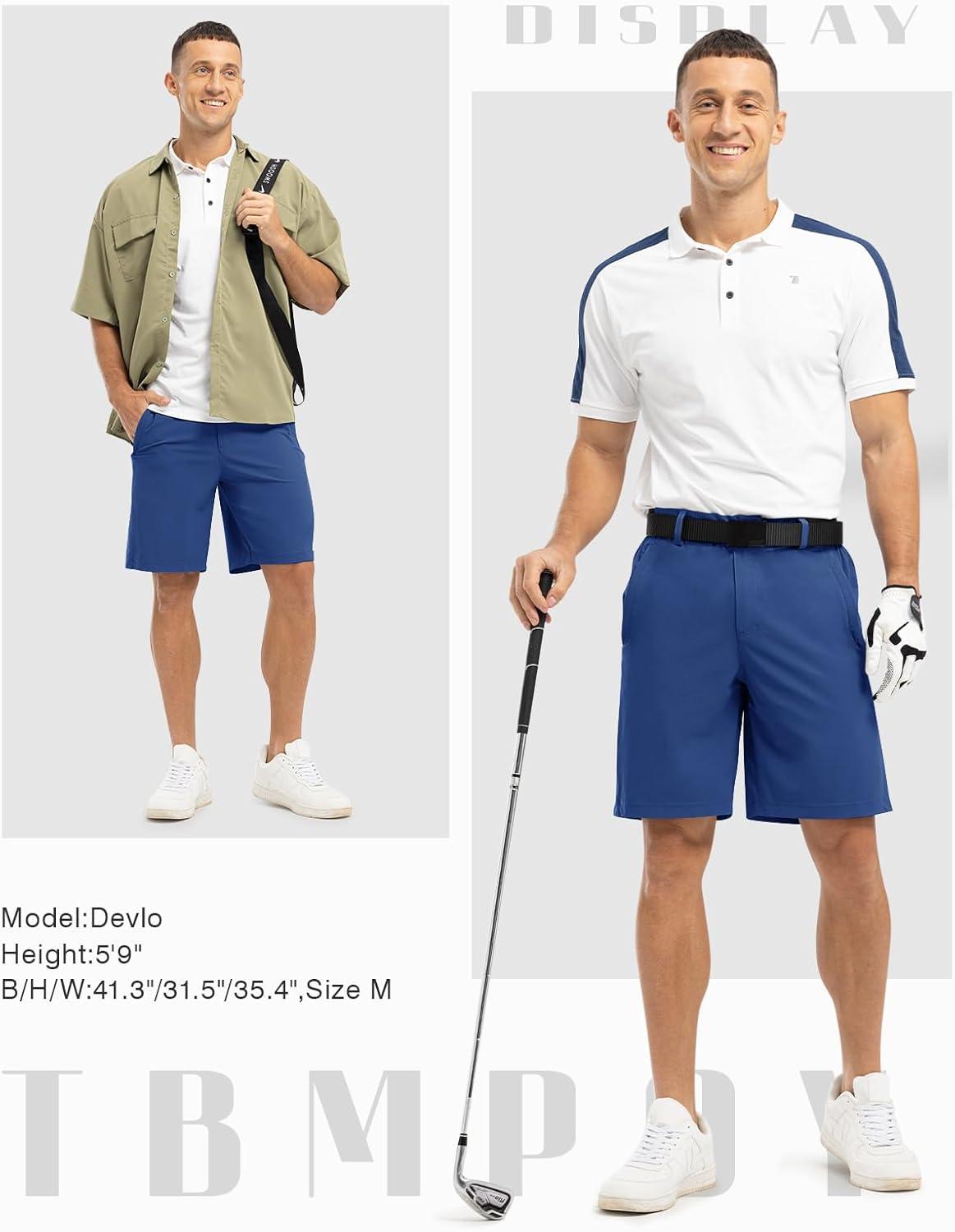 imageTBMPOY Mens 9quot Golf Shorts Quick Dry Casual Shorts Dress Shorts Flat Front Stretch Lightweight for Work Business TravelRoyal Blue