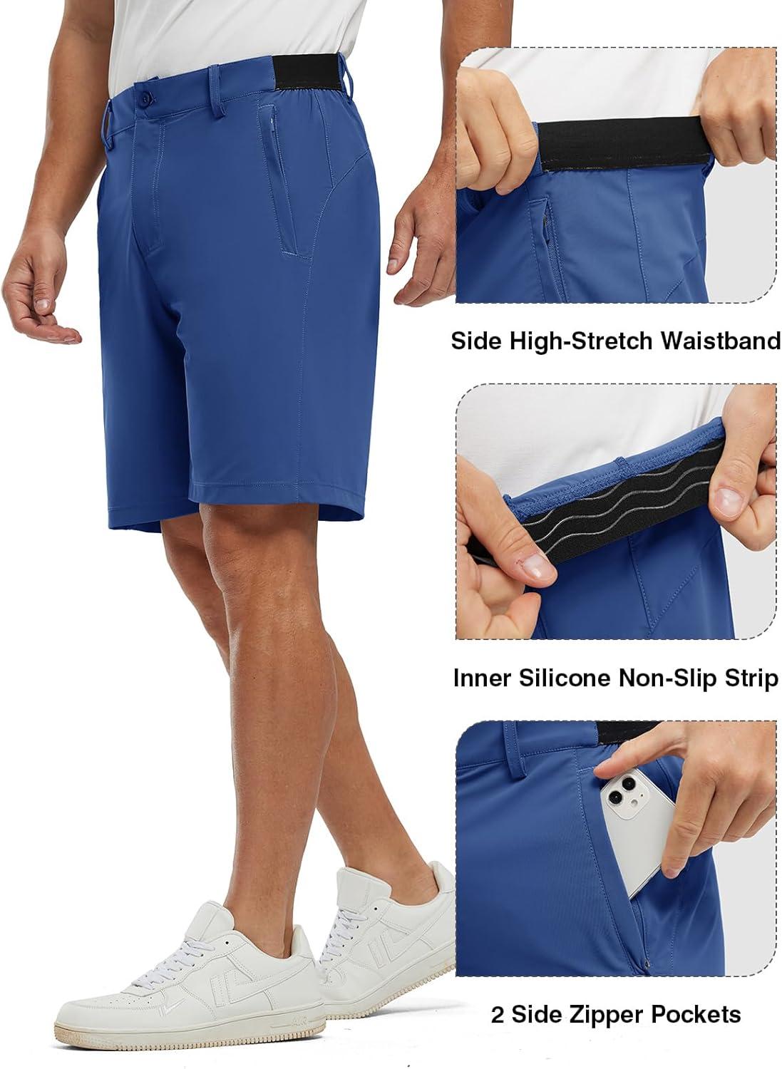 imageTBMPOY Mens 9quot Golf Shorts Quick Dry Casual Shorts Dress Shorts Flat Front Stretch Lightweight for Work Business TravelRoyal Blue