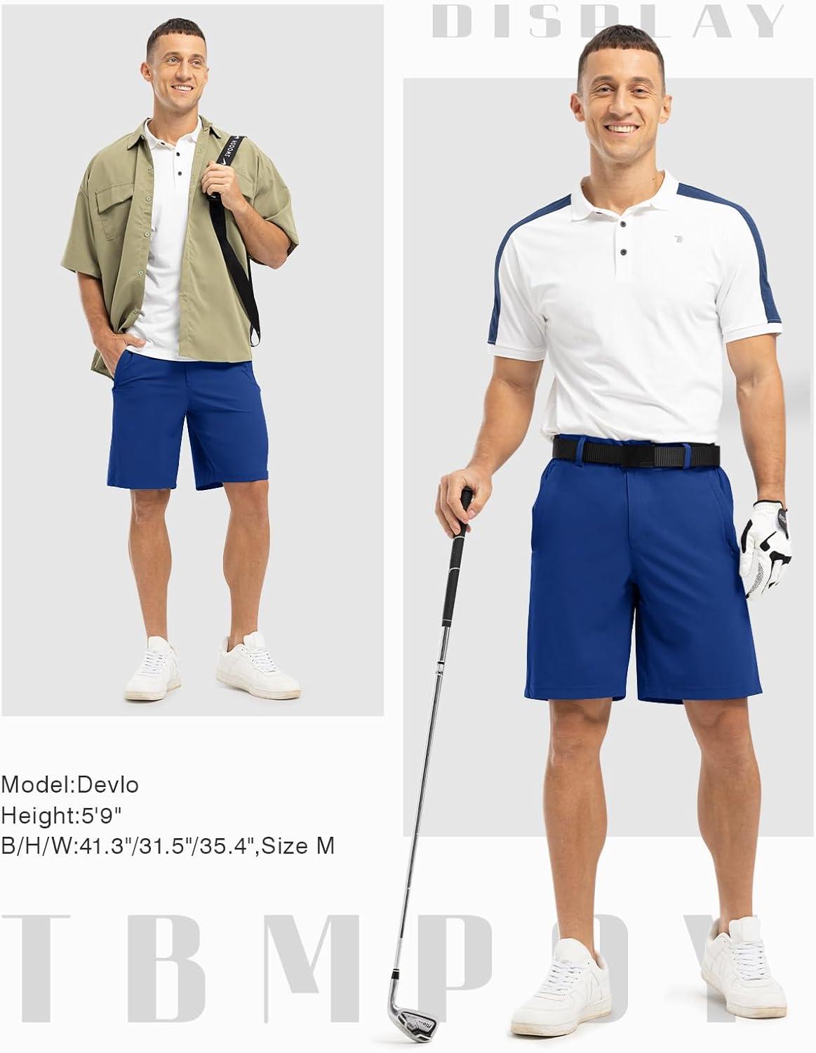 imageTBMPOY Mens 9quot Golf Shorts Quick Dry Casual Shorts Dress Shorts Flat Front Stretch Lightweight for Work Business TravelRoyal Blue