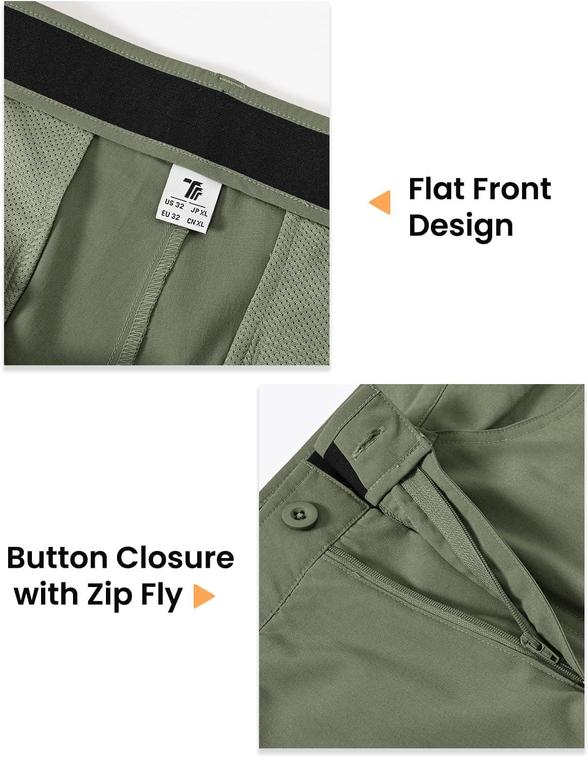imageTBMPOY Mens Golf Pants Classic Fit Dress Work Pants Lightweight Comfortable Business Casual Pants with 5 PocketsArmy Green