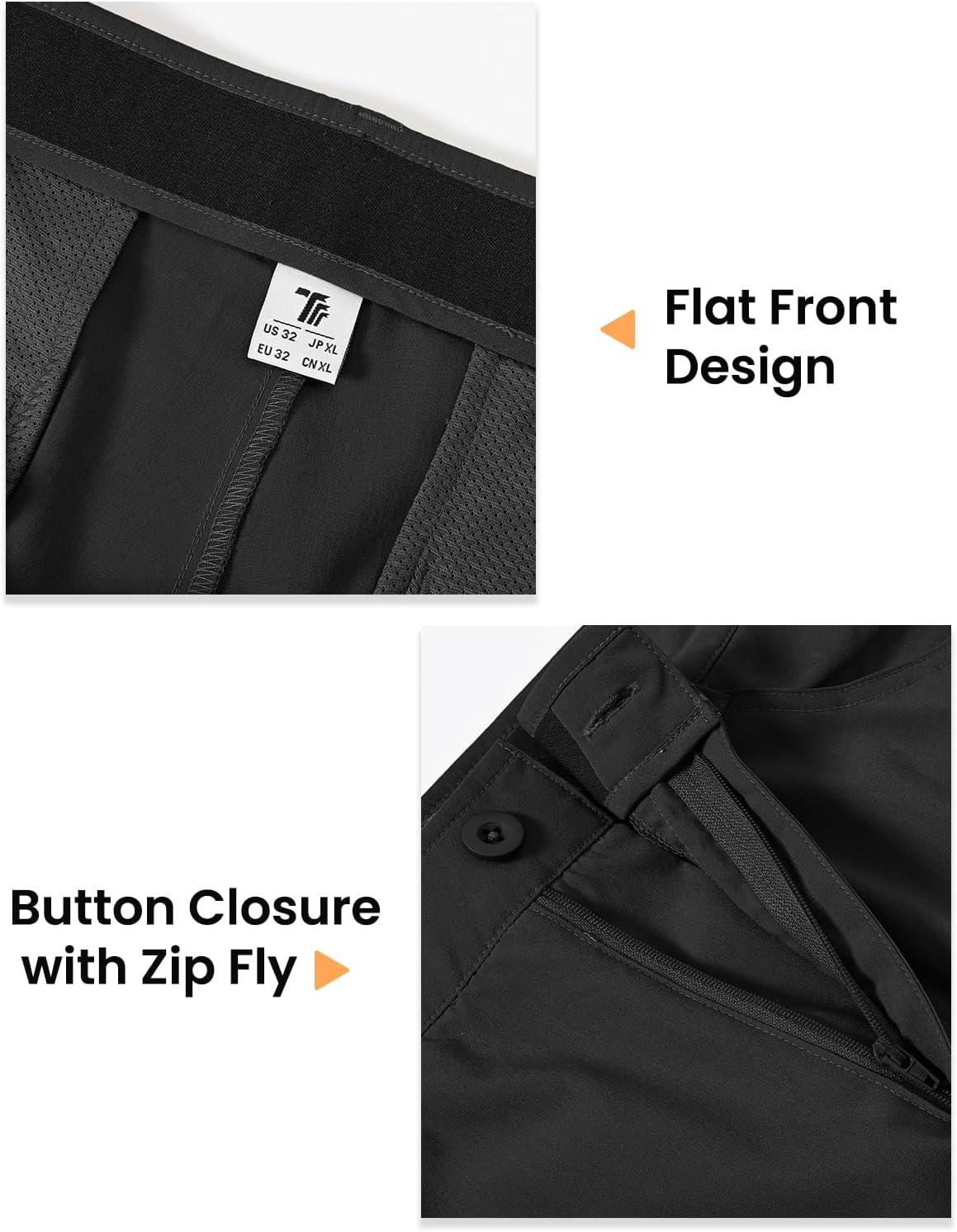 imageTBMPOY Mens Golf Pants Classic Fit Dress Work Pants Lightweight Comfortable Business Casual Pants with 5 PocketsBlack