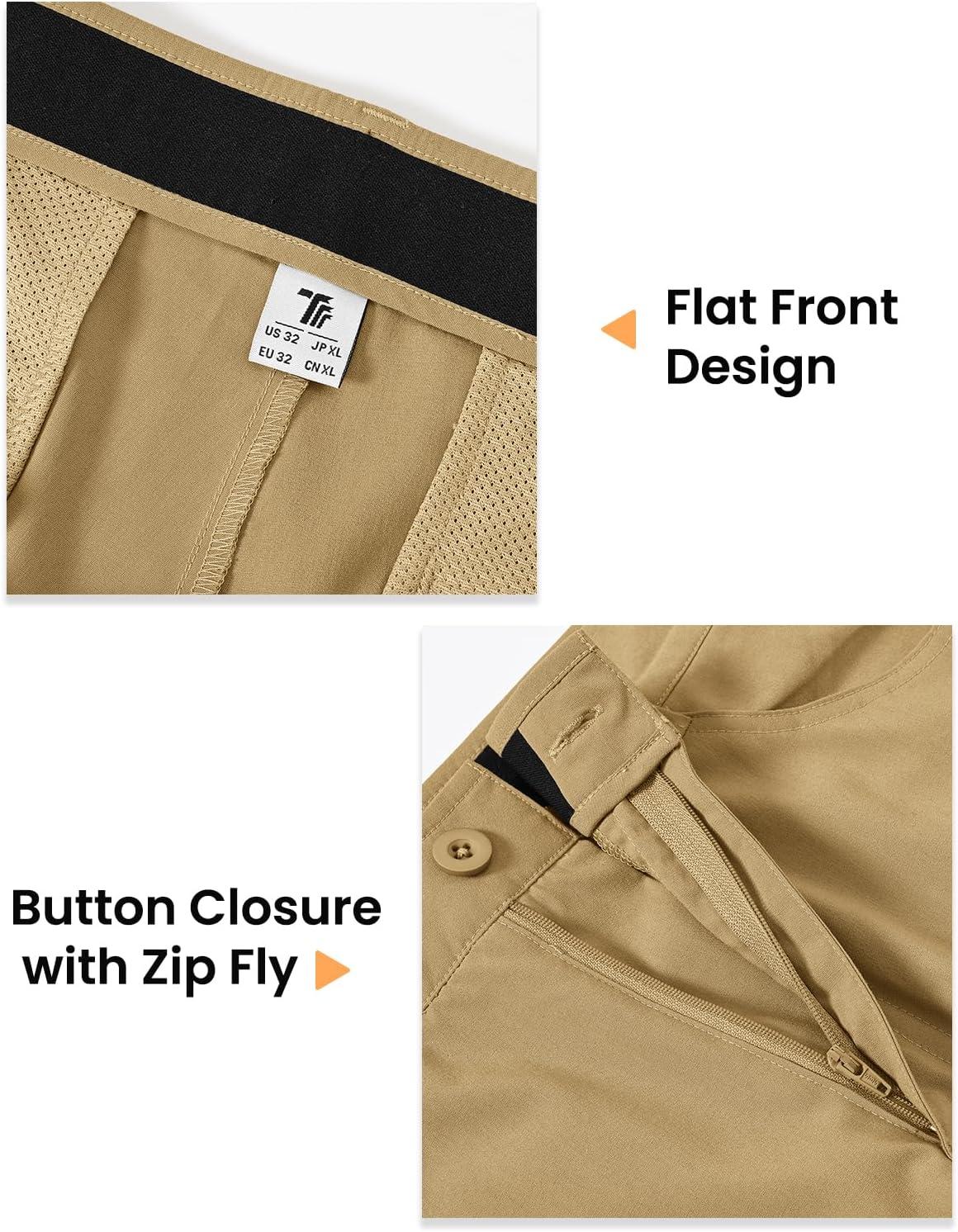 imageTBMPOY Mens Golf Pants Classic Fit Dress Work Pants Lightweight Comfortable Business Casual Pants with 5 PocketsKhaki