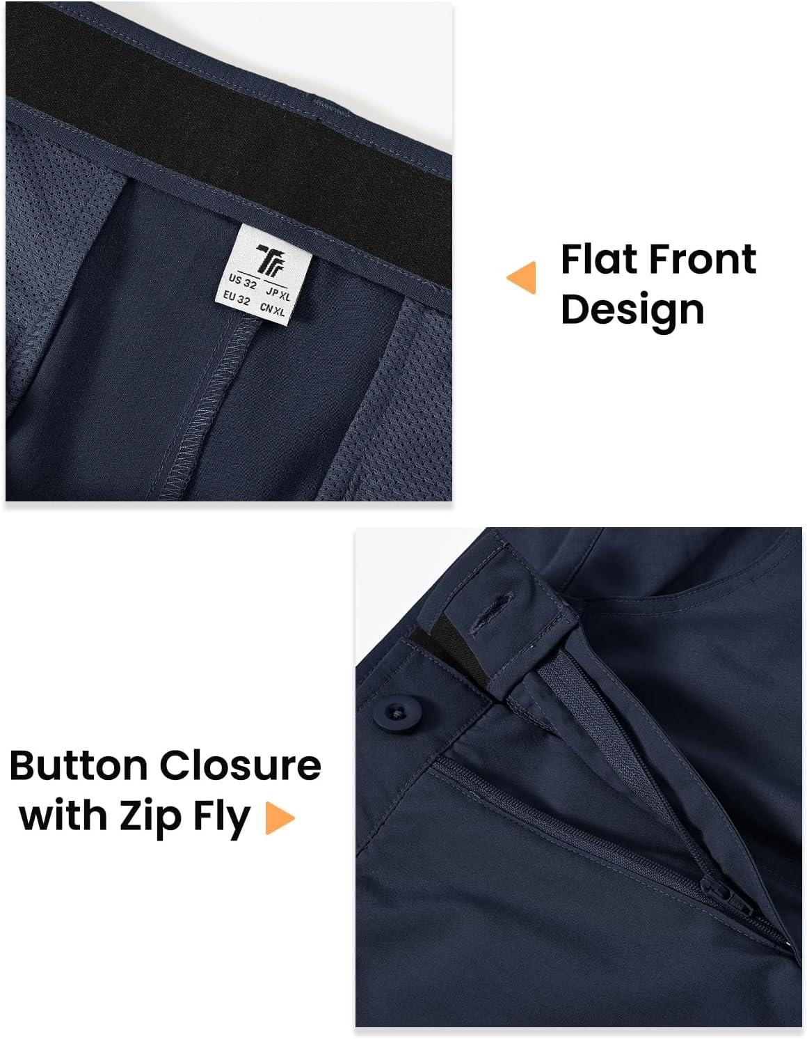 imageTBMPOY Mens Golf Pants Classic Fit Dress Work Pants Lightweight Comfortable Business Casual Pants with 5 PocketsNavy
