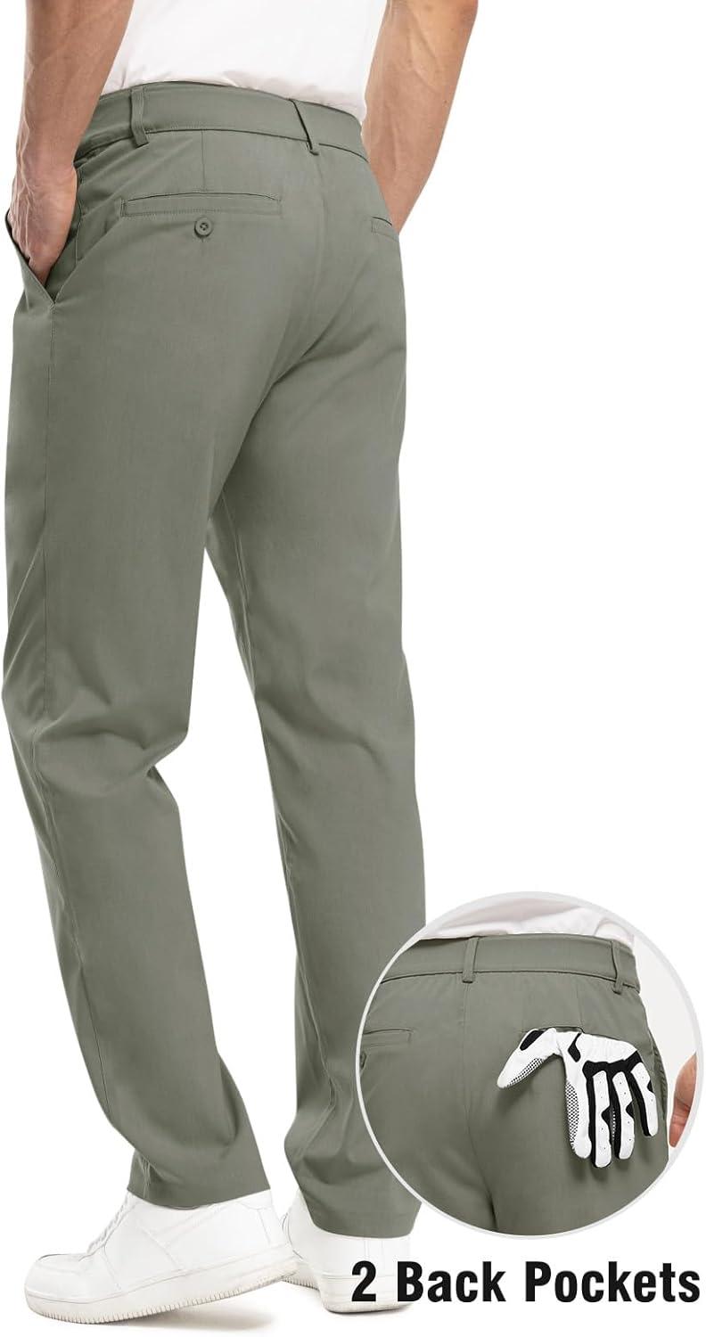 imageTBMPOY Mens Golf Pants Stretch Relaxed Fit with 5 Pockets Comfortable Lightweight Work Dress Pants Summer Casual SlacksArmy Green