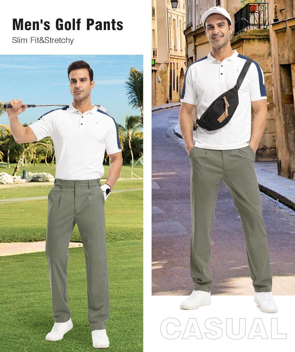 imageTBMPOY Mens Golf Pants Stretch Relaxed Fit with 5 Pockets Comfortable Lightweight Work Dress Pants Summer Casual SlacksArmy Green