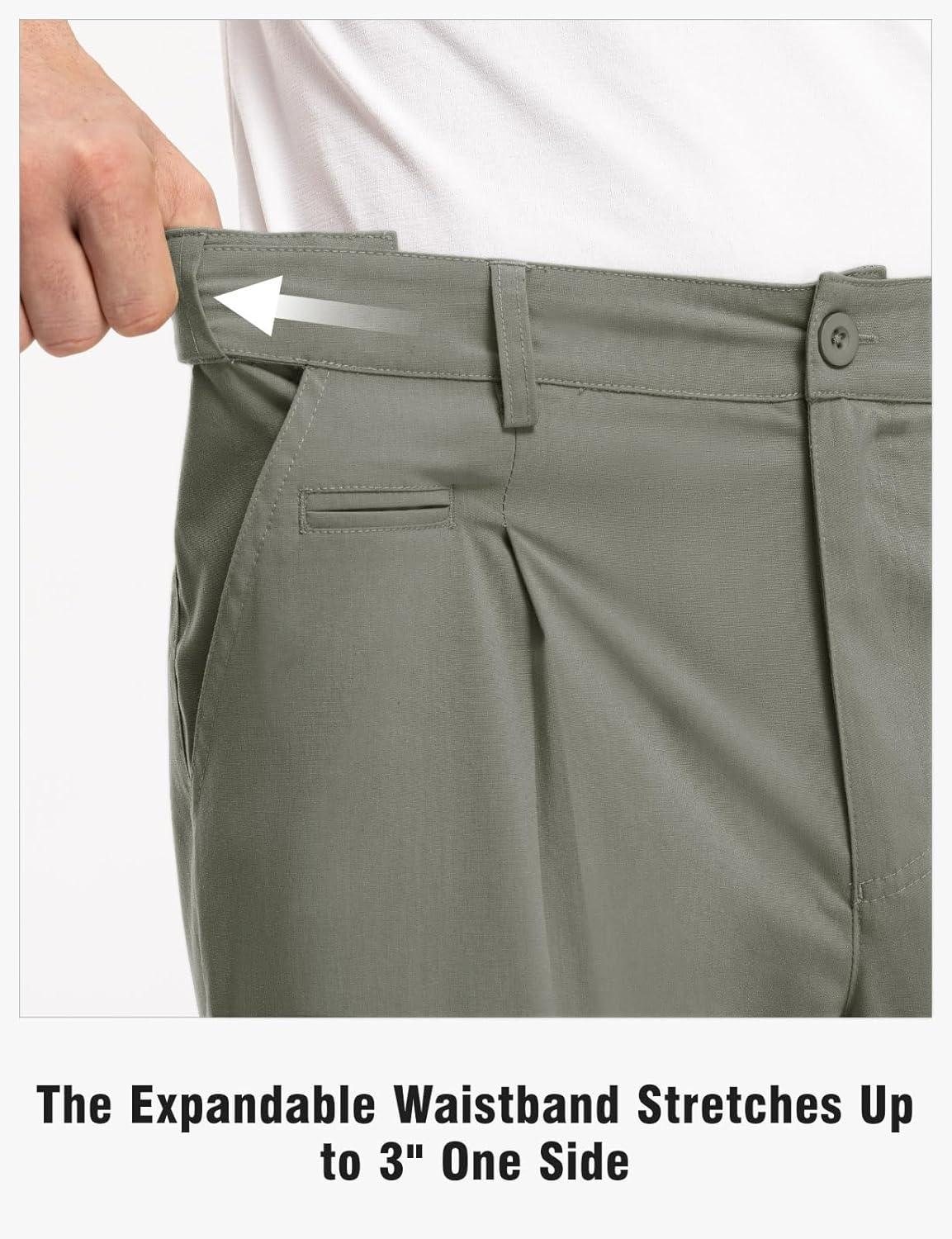 imageTBMPOY Mens Golf Pants Stretch Relaxed Fit with 5 Pockets Comfortable Lightweight Work Dress Pants Summer Casual SlacksArmy Green