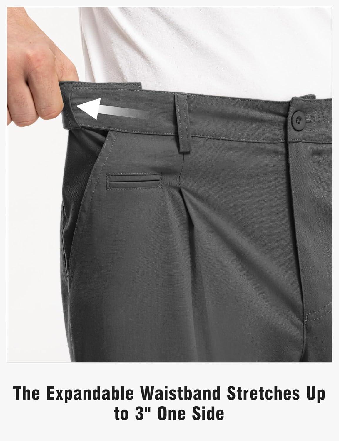 imageTBMPOY Mens Golf Pants Stretch Relaxed Fit with 5 Pockets Comfortable Lightweight Work Dress Pants Summer Casual SlacksDark Grey