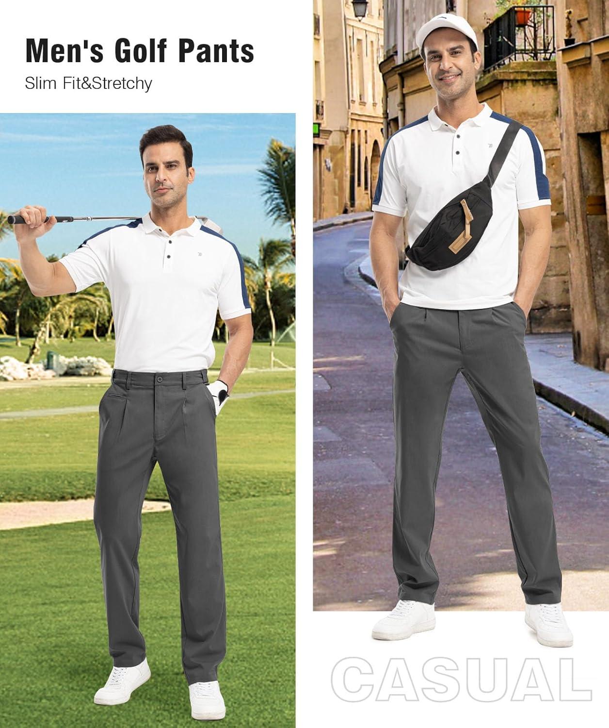 imageTBMPOY Mens Golf Pants Stretch Relaxed Fit with 5 Pockets Comfortable Lightweight Work Dress Pants Summer Casual SlacksDark Grey