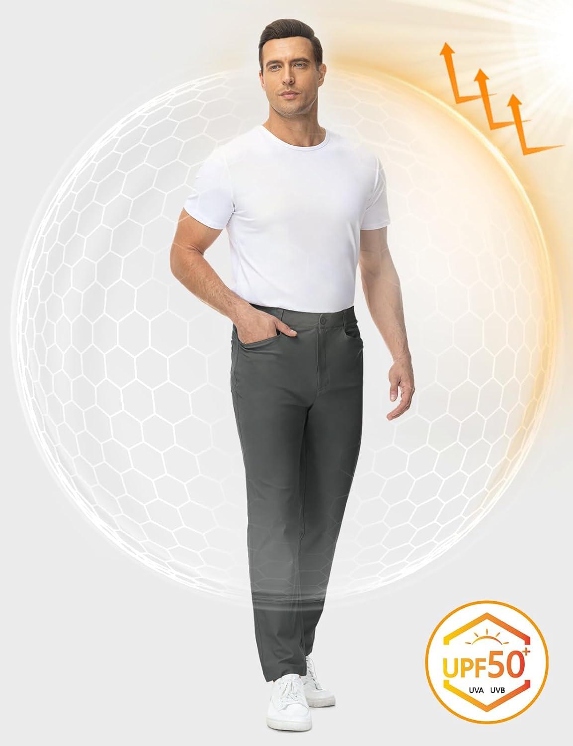 imageTBMPOY Mens Golf Pants Stretch Relaxed Fit with 5 Pockets Comfortable Lightweight Work Dress Pants Summer Casual SlacksDeep Gray02
