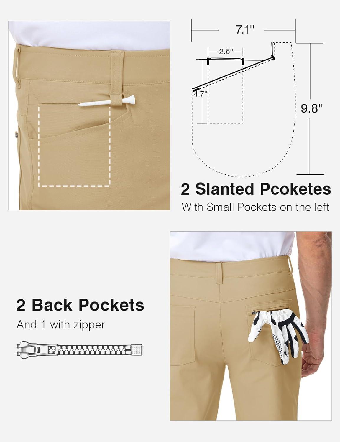 imageTBMPOY Mens Golf Pants Stretch Relaxed Fit with 5 Pockets Comfortable Lightweight Work Dress Pants Summer Casual SlacksKhaki02