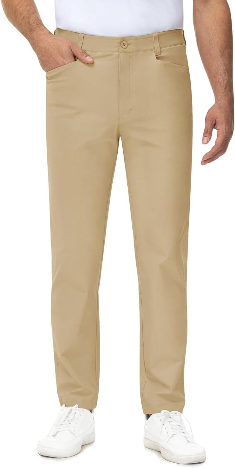 imageTBMPOY Mens Golf Pants Stretch Relaxed Fit with 5 Pockets Comfortable Lightweight Work Dress Pants Summer Casual SlacksKhaki02