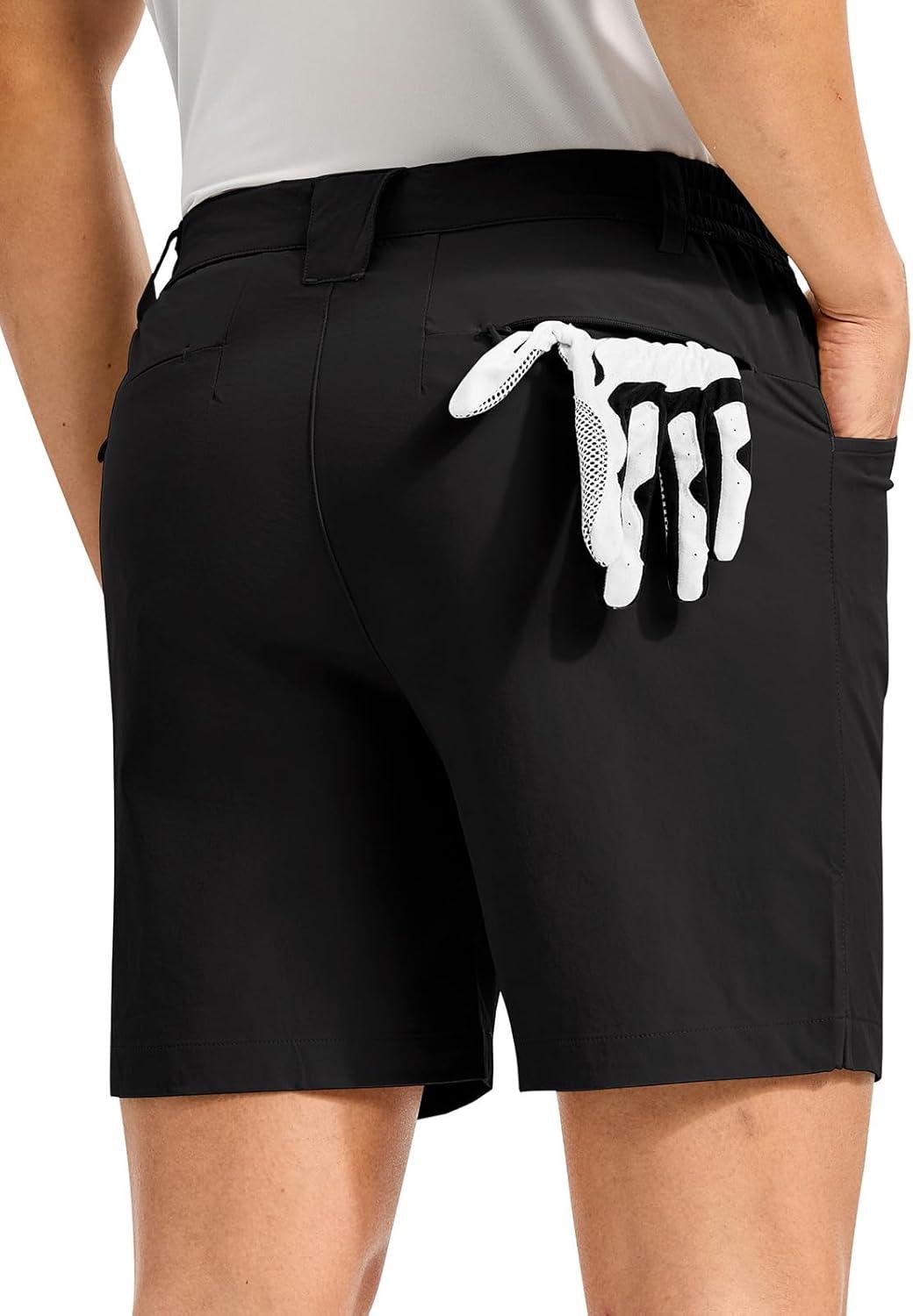 imageTBMPOY Mens Golf Shorts 7quot Stretch Dress Casual Elastic Waist Short Quick Dry Lightweight Hiking Shorts with 4 PocketsBlack