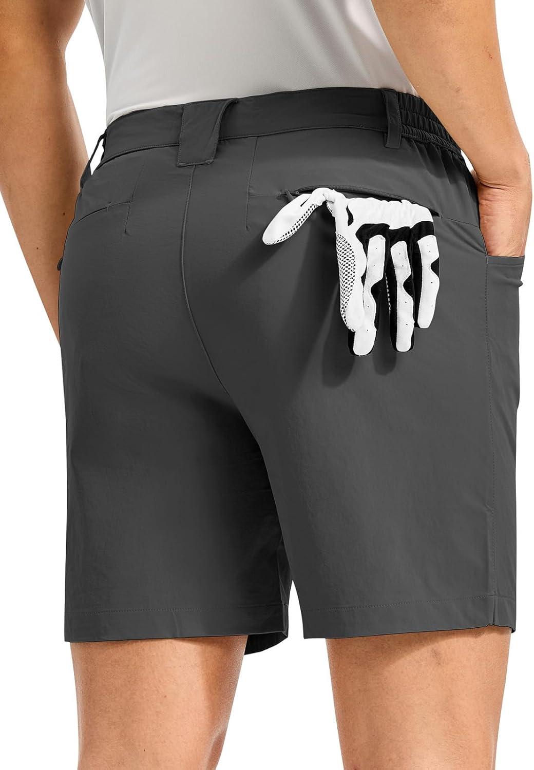imageTBMPOY Mens Golf Shorts 7quot Stretch Dress Casual Elastic Waist Short Quick Dry Lightweight Hiking Shorts with 4 PocketsDark Grey