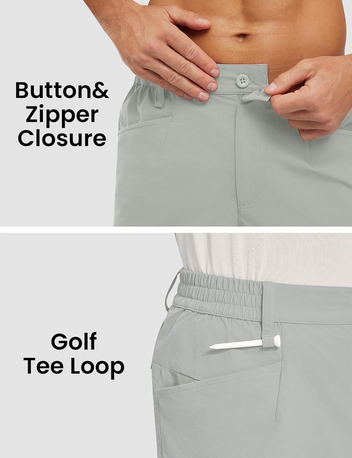 imageTBMPOY Mens Golf Shorts 7quot Stretch Dress Casual Elastic Waist Short Quick Dry Lightweight Hiking Shorts with 4 PocketsLight Grey