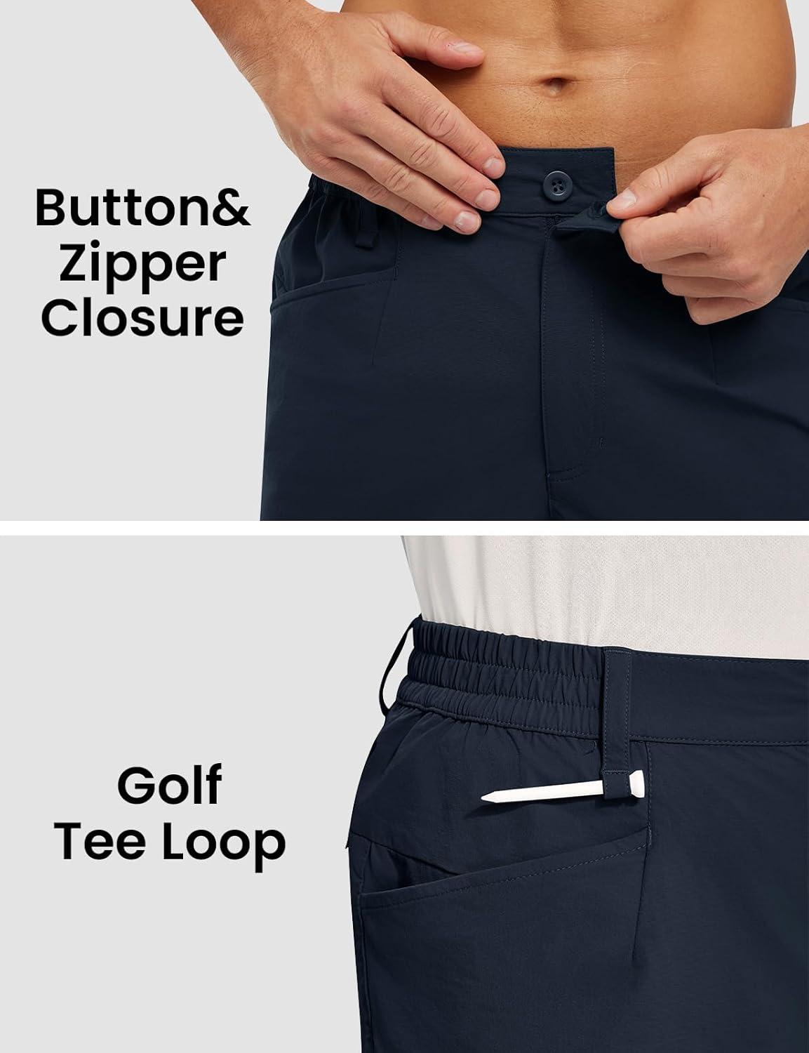imageTBMPOY Mens Golf Shorts 7quot Stretch Dress Casual Elastic Waist Short Quick Dry Lightweight Hiking Shorts with 4 PocketsNavy