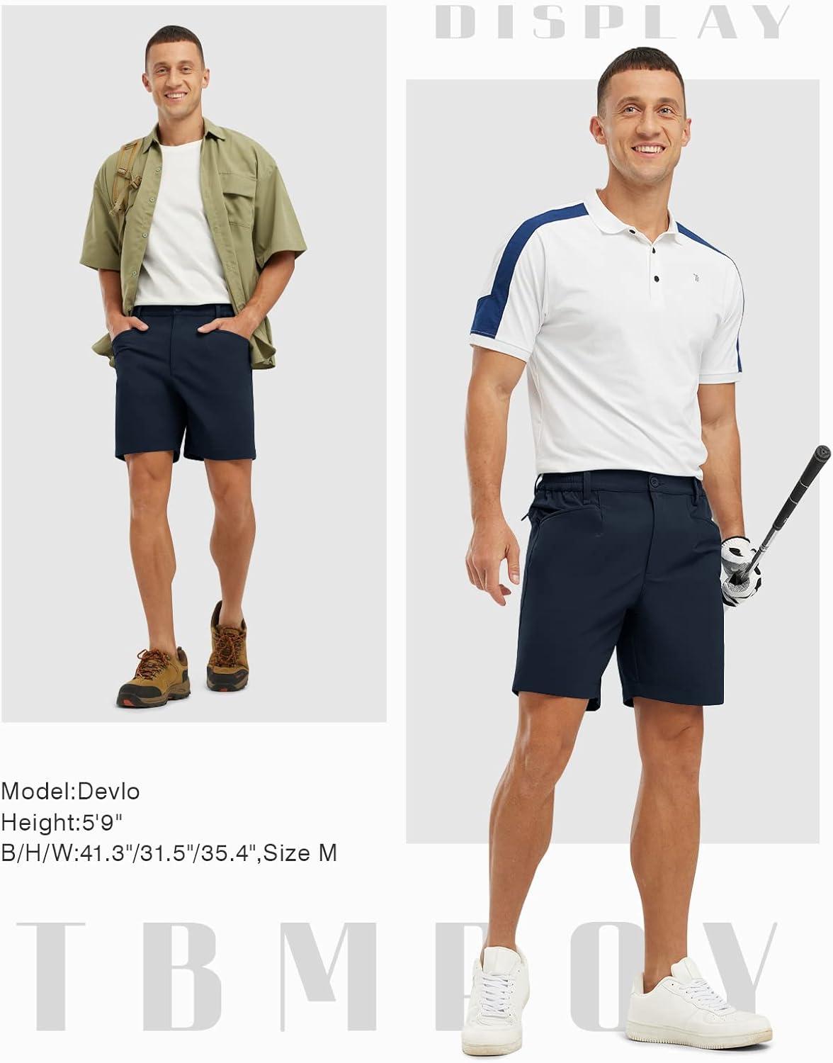 imageTBMPOY Mens Golf Shorts 7quot Stretch Dress Casual Elastic Waist Short Quick Dry Lightweight Hiking Shorts with 4 PocketsNavy