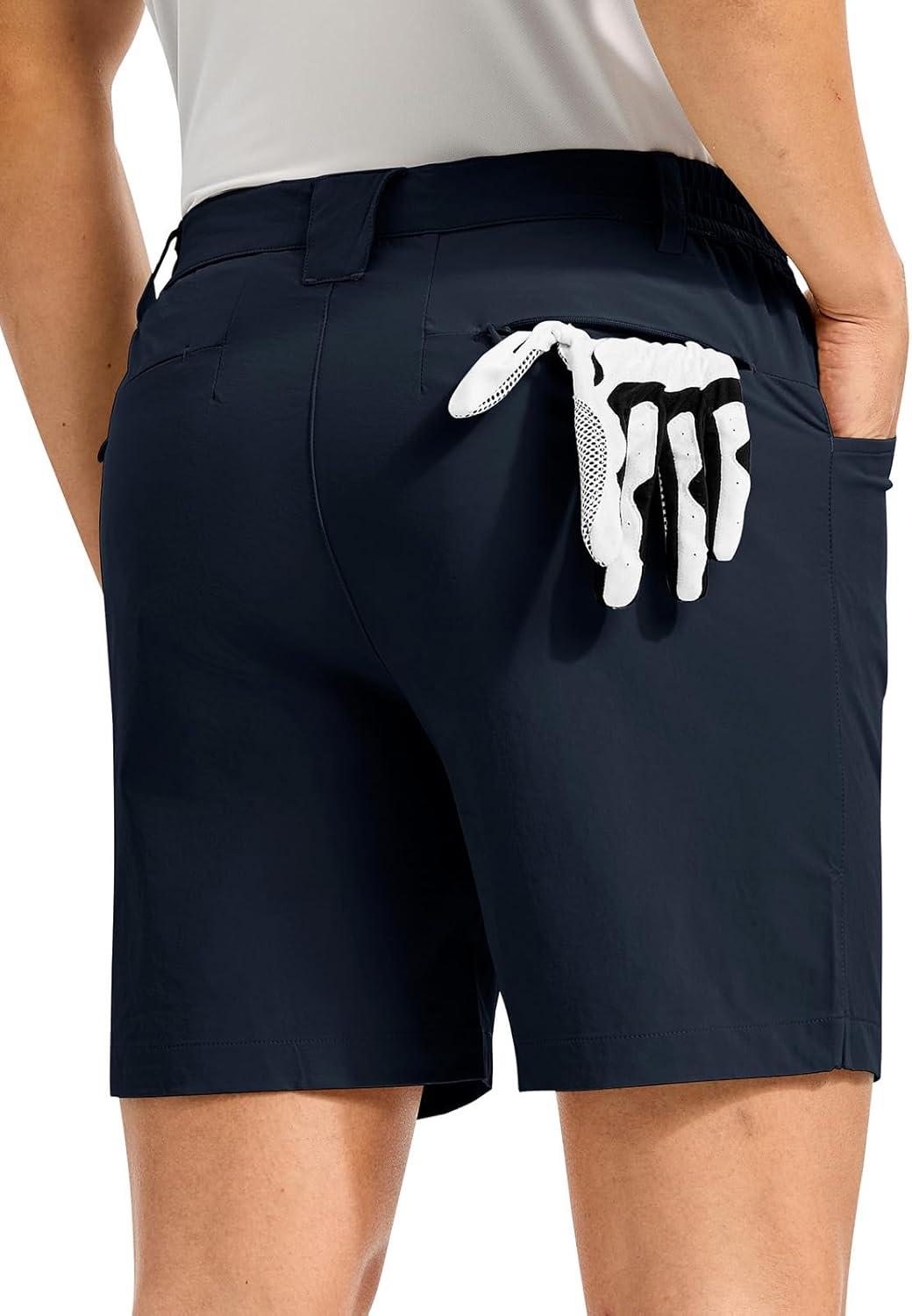 imageTBMPOY Mens Golf Shorts 7quot Stretch Dress Casual Elastic Waist Short Quick Dry Lightweight Hiking Shorts with 4 PocketsNavy