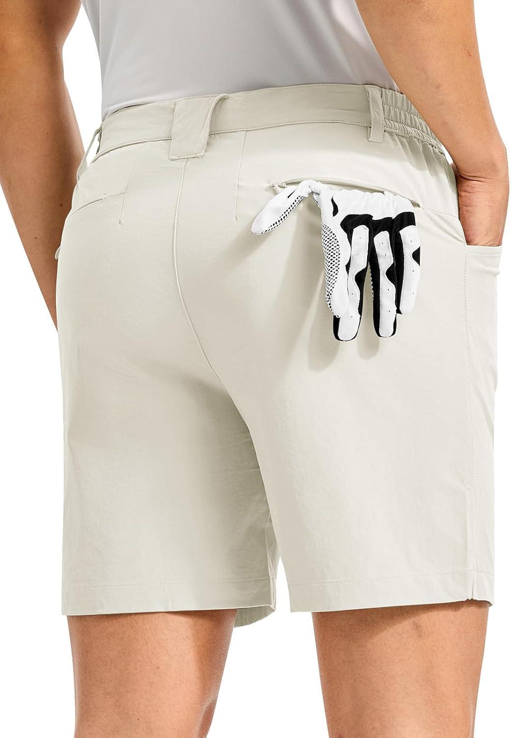 imageTBMPOY Mens Golf Shorts 7quot Stretch Dress Casual Elastic Waist Short Quick Dry Lightweight Hiking Shorts with 4 PocketsOffwhite
