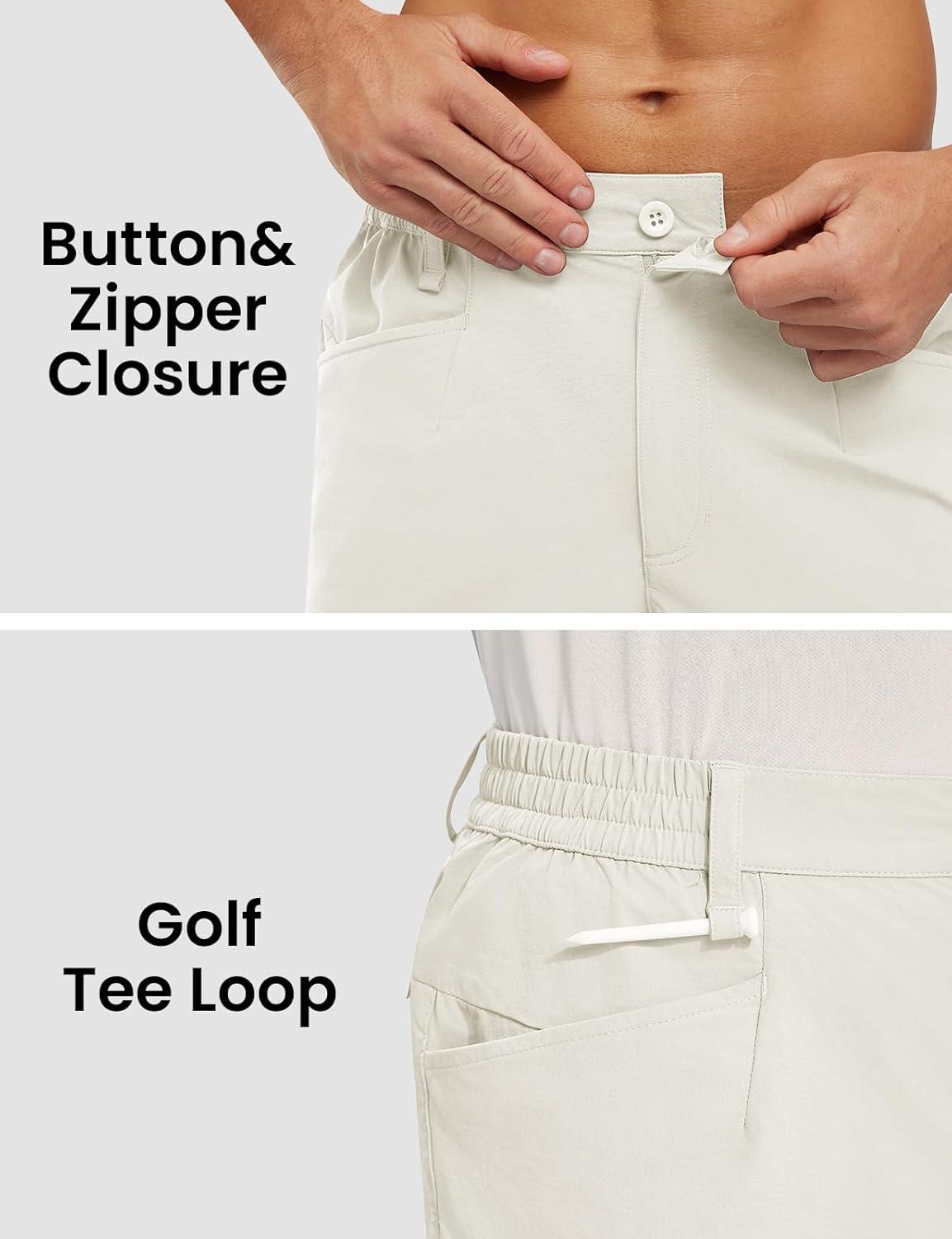 imageTBMPOY Mens Golf Shorts 7quot Stretch Dress Casual Elastic Waist Short Quick Dry Lightweight Hiking Shorts with 4 PocketsOffwhite