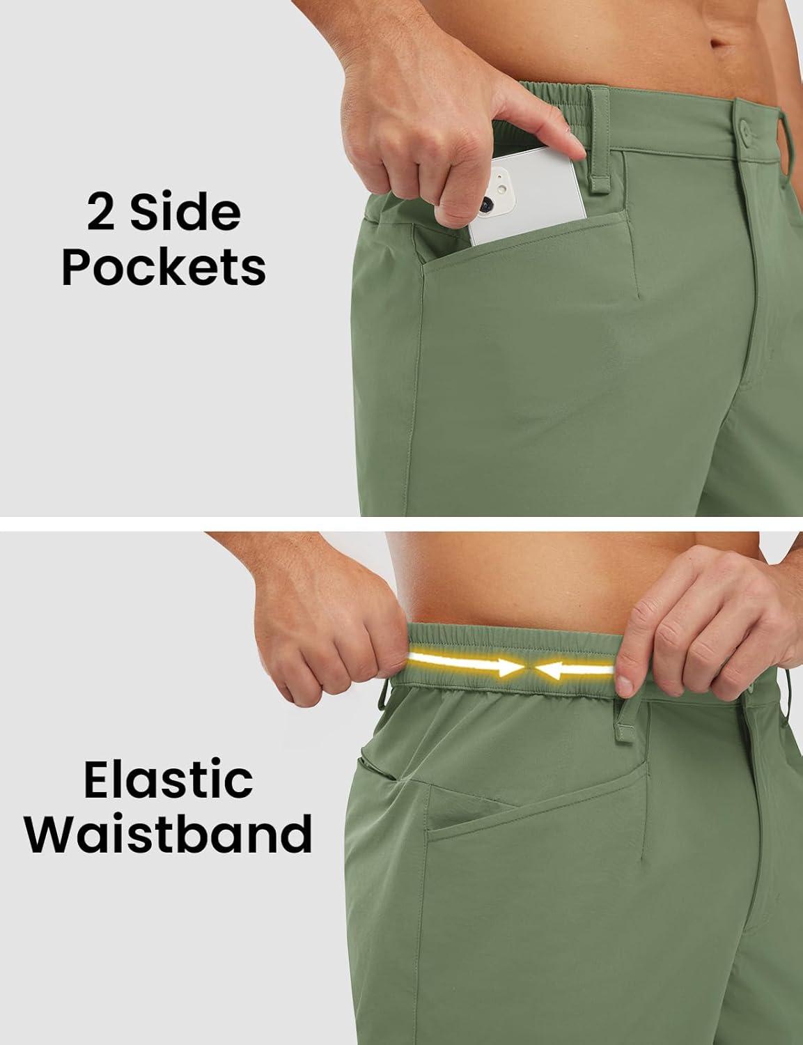 imageTBMPOY Mens Golf Shorts 7quot Stretch Dress Casual Elastic Waist Short Quick Dry Lightweight Hiking Shorts with 4 PocketsSage Green