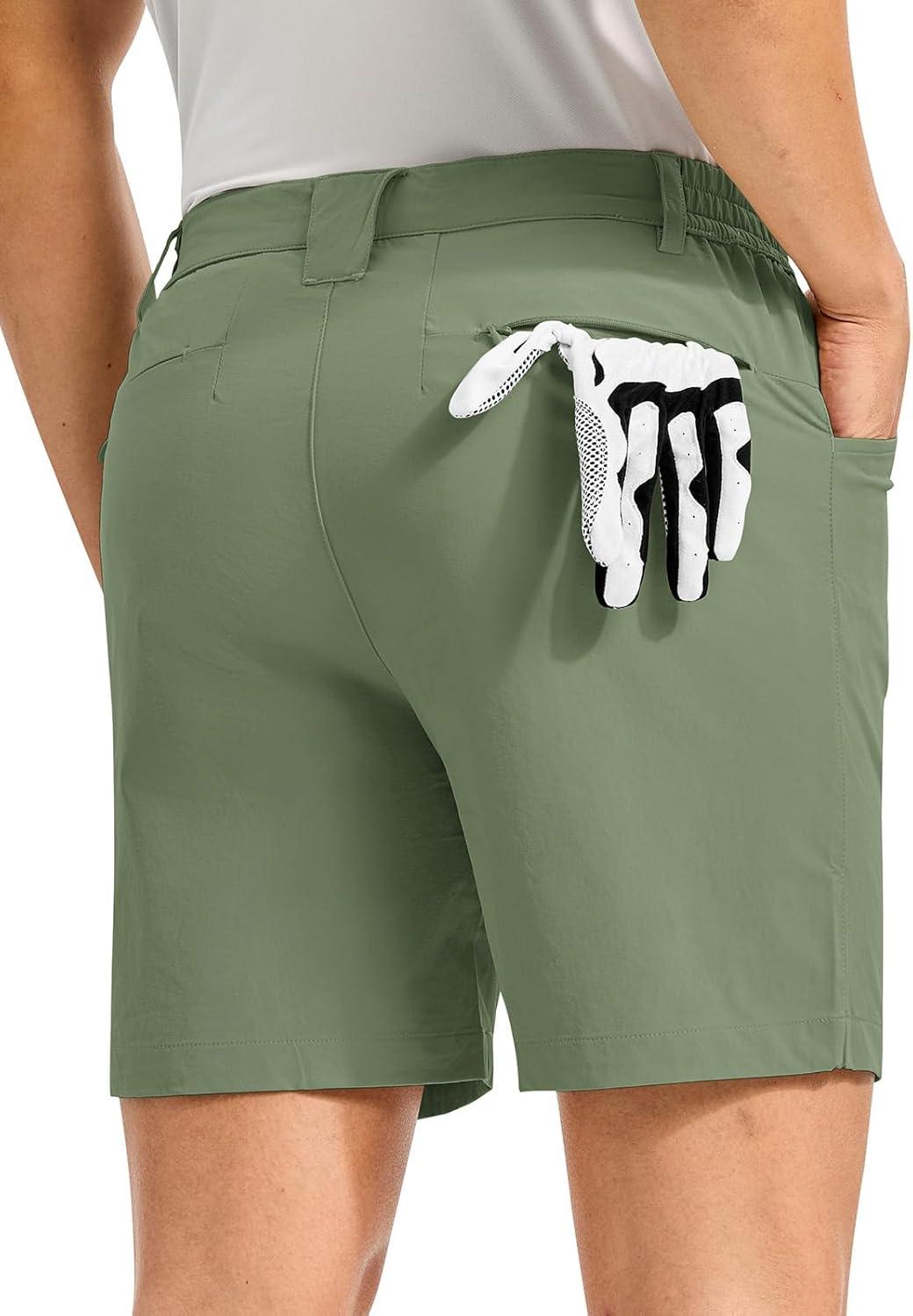 imageTBMPOY Mens Golf Shorts 7quot Stretch Dress Casual Elastic Waist Short Quick Dry Lightweight Hiking Shorts with 4 PocketsSage Green