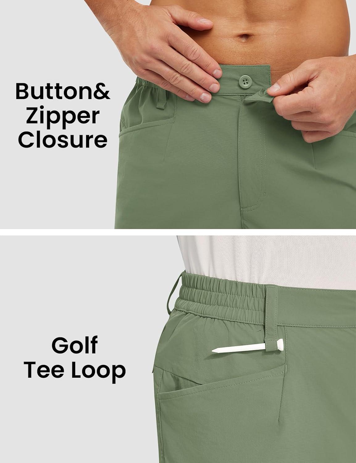 imageTBMPOY Mens Golf Shorts 7quot Stretch Dress Casual Elastic Waist Short Quick Dry Lightweight Hiking Shorts with 4 PocketsSage Green