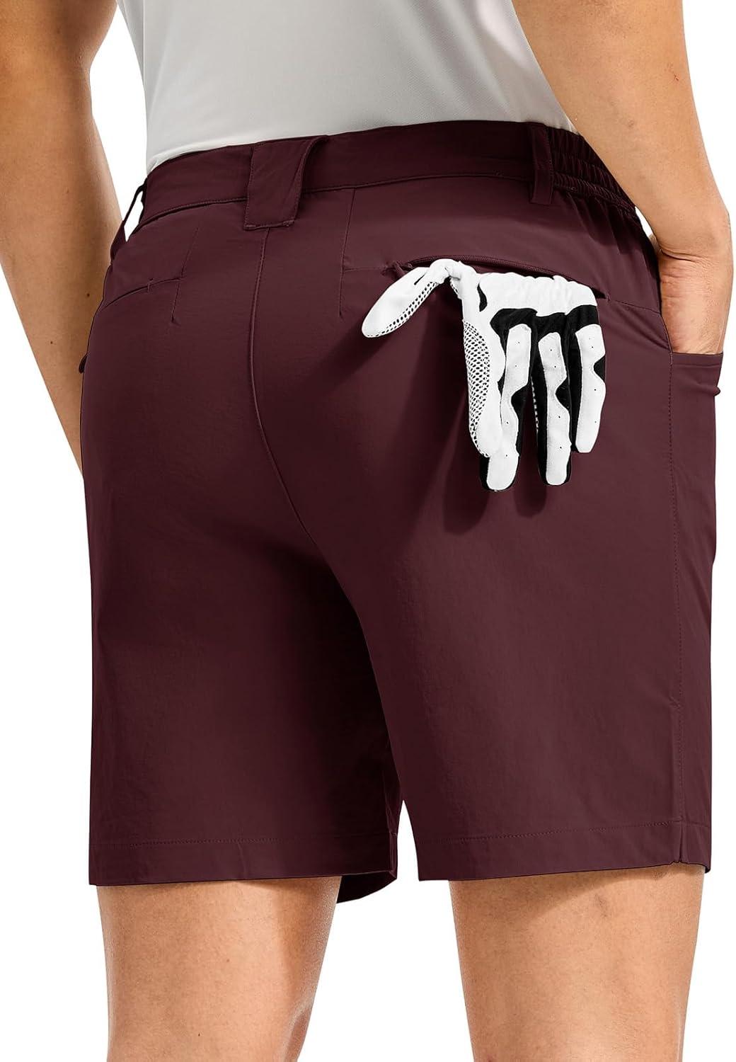 imageTBMPOY Mens Golf Shorts 7quot Stretch Dress Casual Elastic Waist Short Quick Dry Lightweight Hiking Shorts with 4 PocketsWine Red