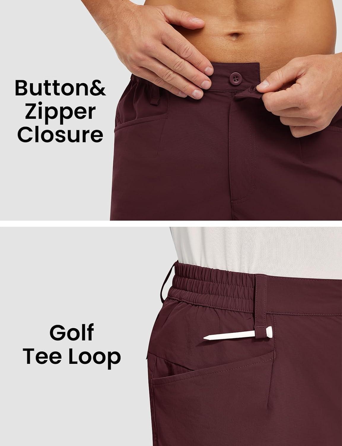 imageTBMPOY Mens Golf Shorts 7quot Stretch Dress Casual Elastic Waist Short Quick Dry Lightweight Hiking Shorts with 4 PocketsWine Red